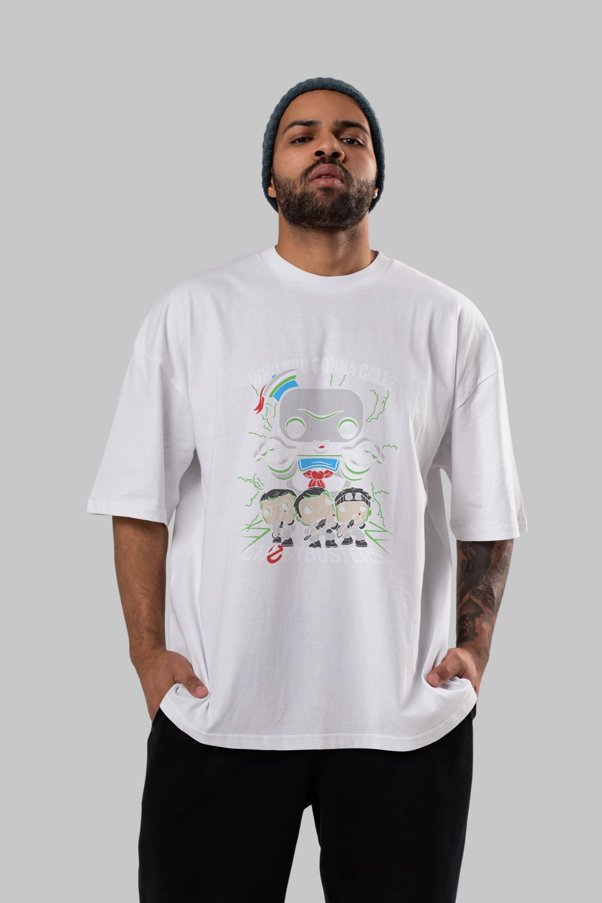 Ghostbusters Ön Baskılı Oversize t-shirt Erkek Kadın Unisex %100 Pamuk Bisiklet Yaka tişort