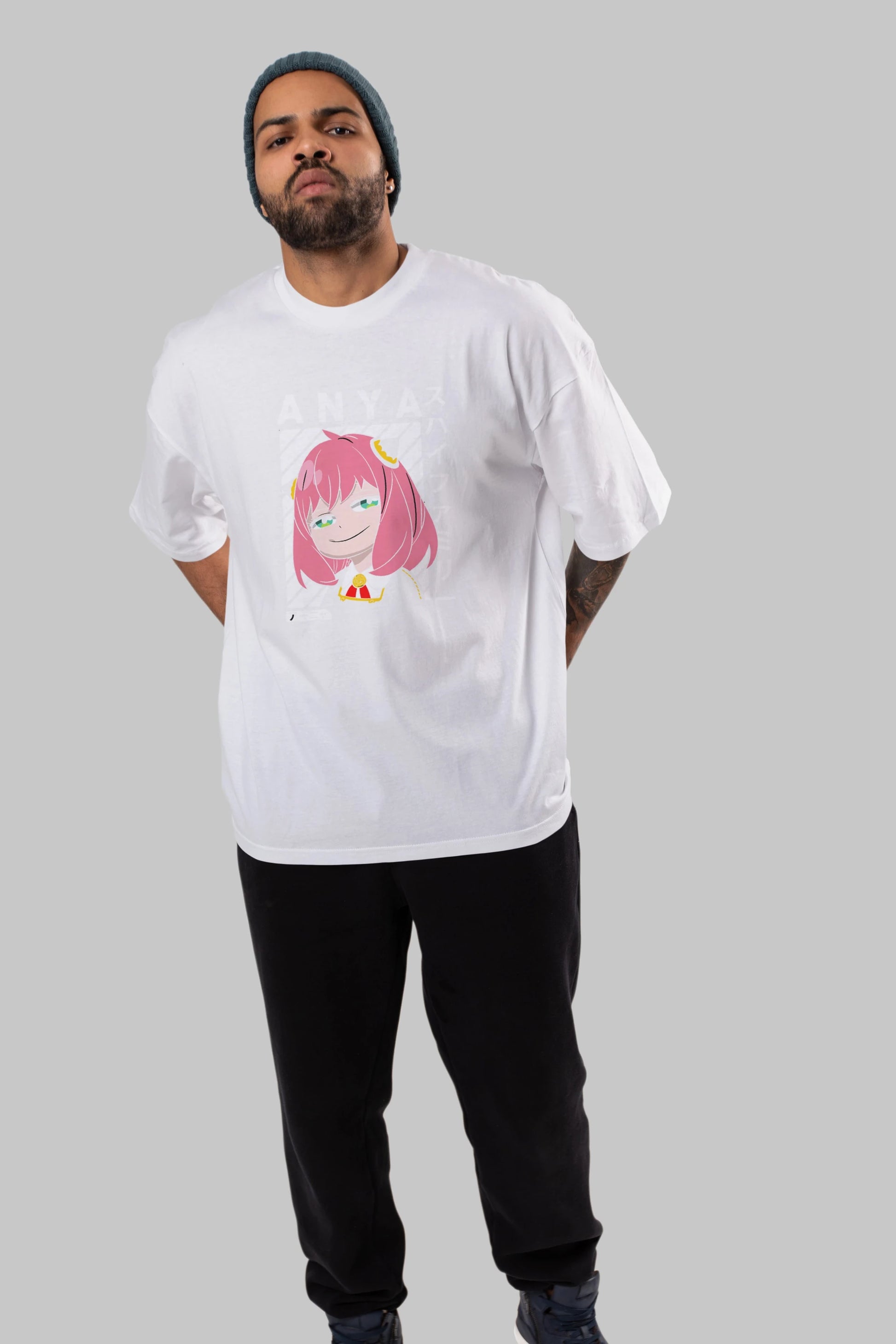 Anya SPYX FAMILY Anime Ön Baskılı Oversize t-shirt %100 pamuk Erkek Kadın Unisex