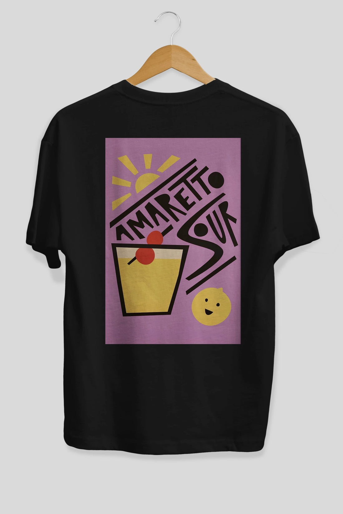 Amaretto Sour Arka Baskılı Oversize t-shirt Erkek Kadın Unisex %100 Pamuk Bisiklet Yaka tişort