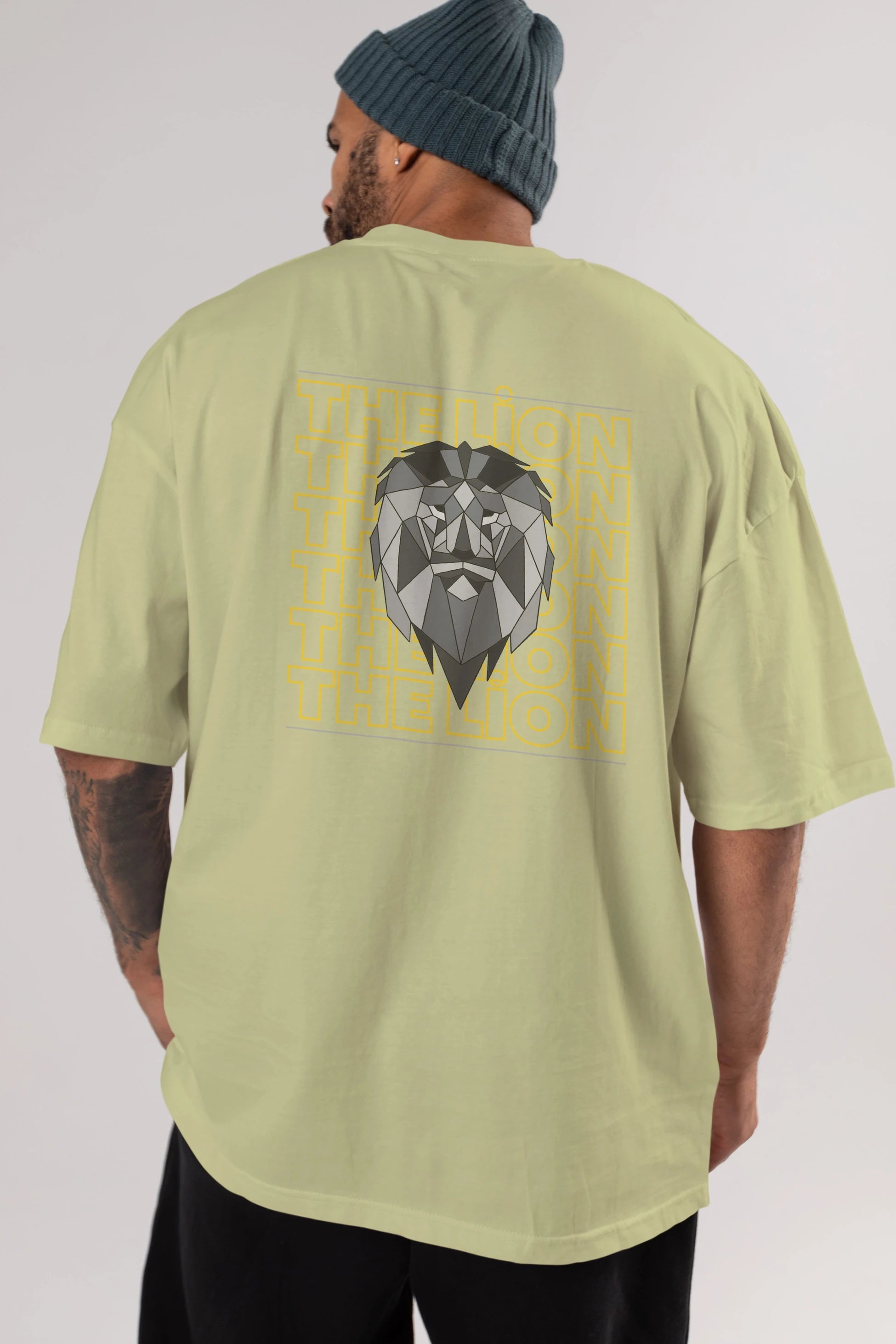 The Lion Yazılı Arka Baskılı Oversize t-shirt Erkek Kadın Unisex