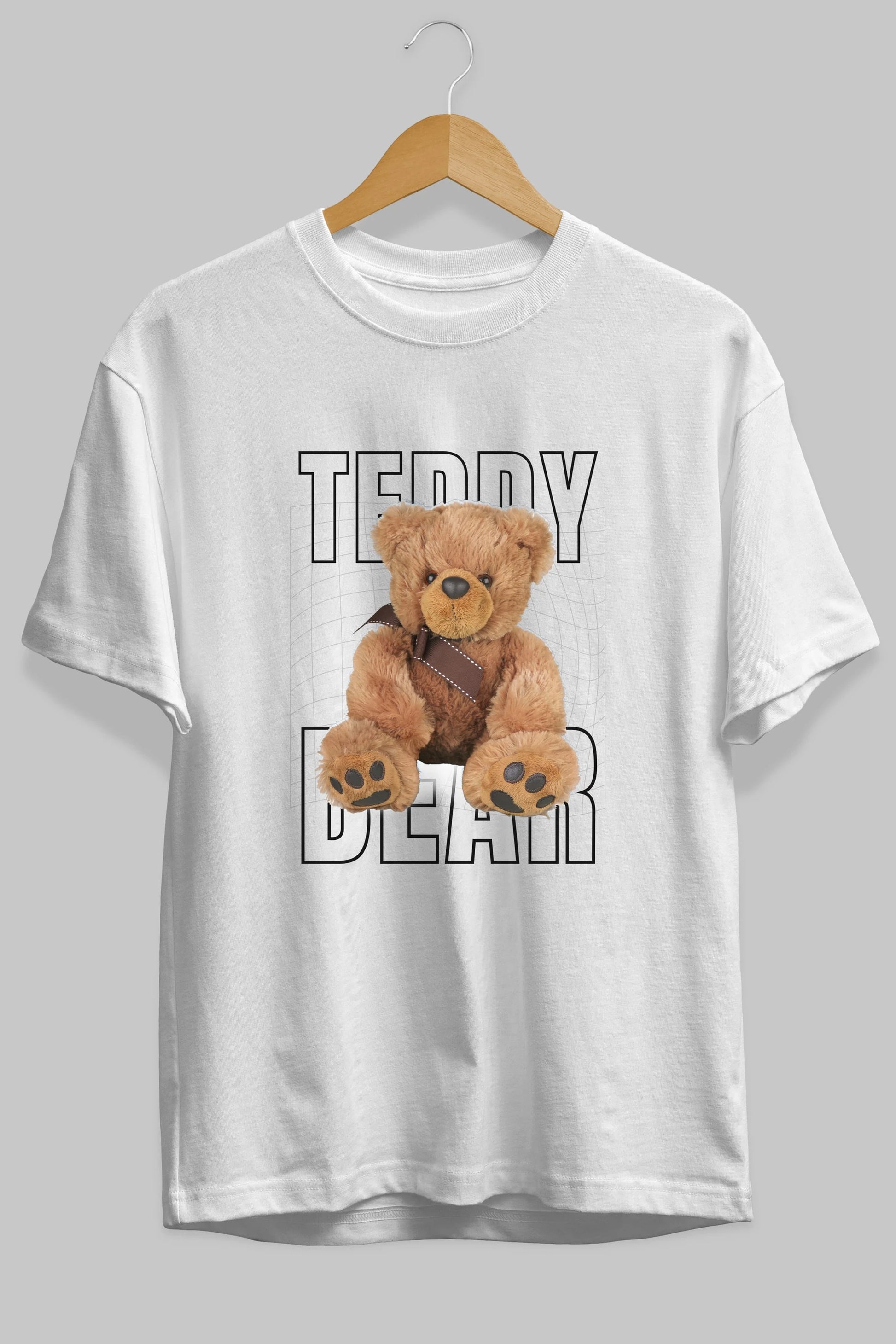 Teddy Bear Yazılı Ön Baskılı Oversize t-shirt Erkek Kadın Unisex