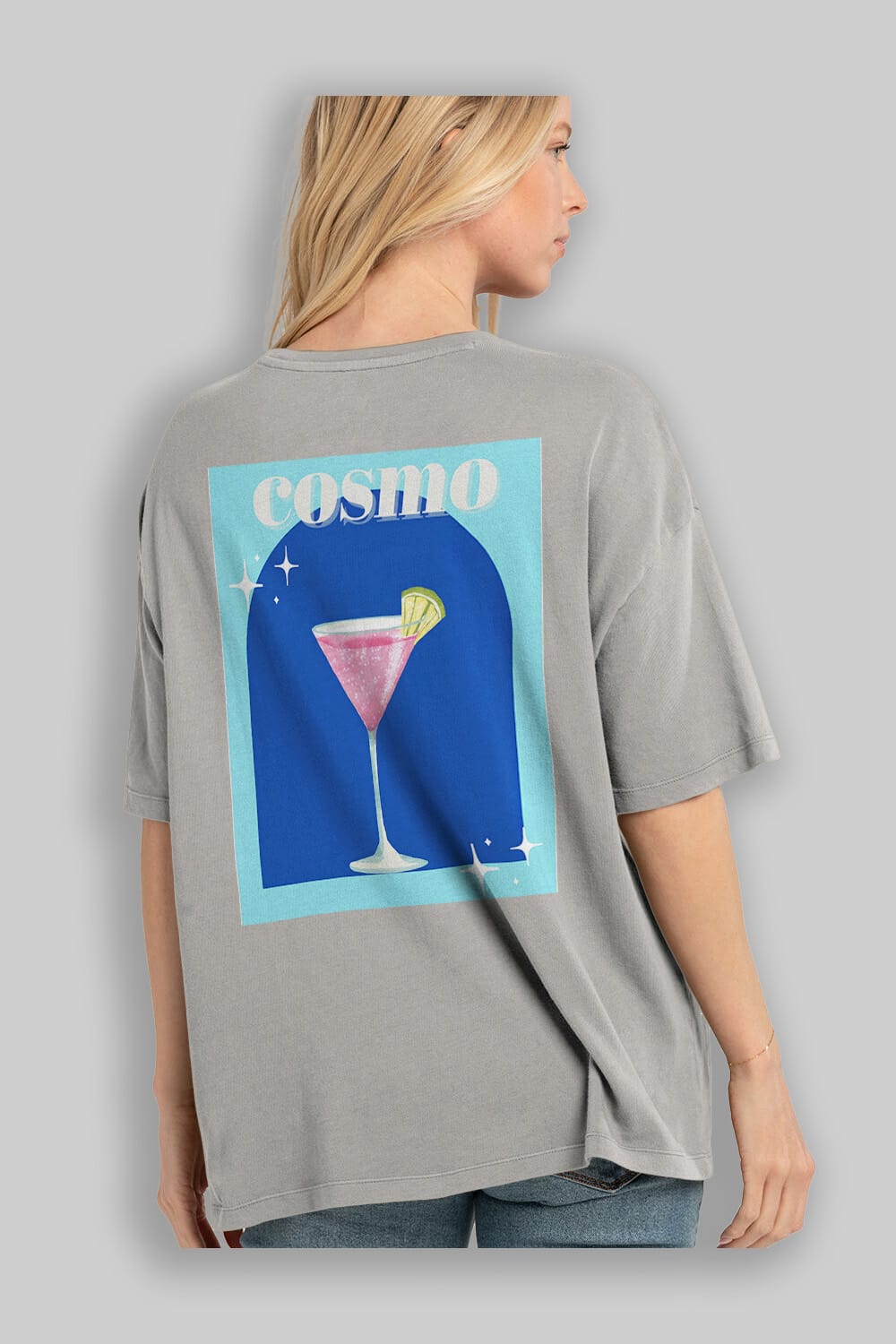 Cosmopolitan 2 Arka Baskılı Oversize t-shirt Erkek Kadın Unisex %100 Pamuk Bisiklet Yaka tişort