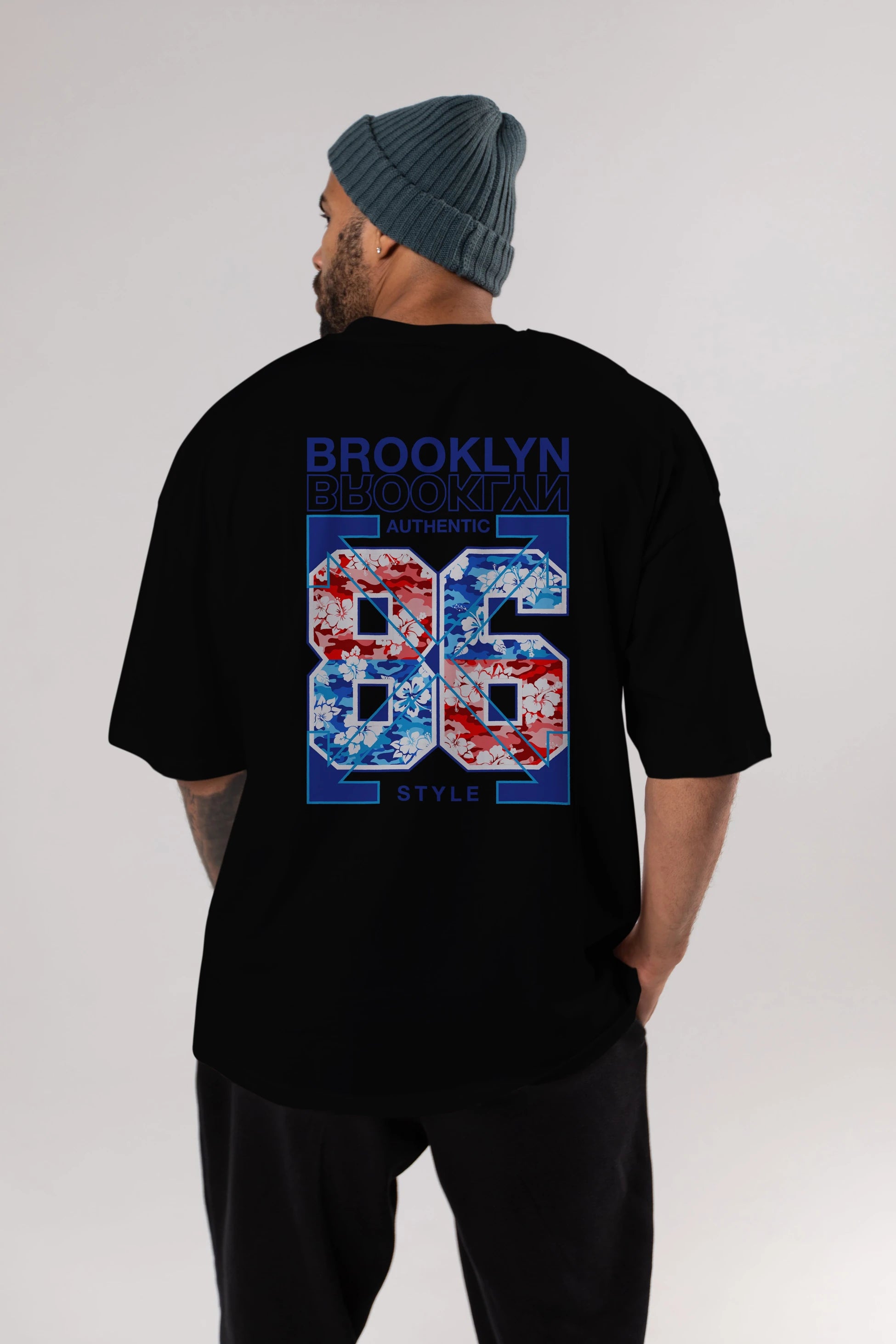 Brooklyn 86 Style Arka Baskılı Oversize t-shirt Erkek Kadın Unisex