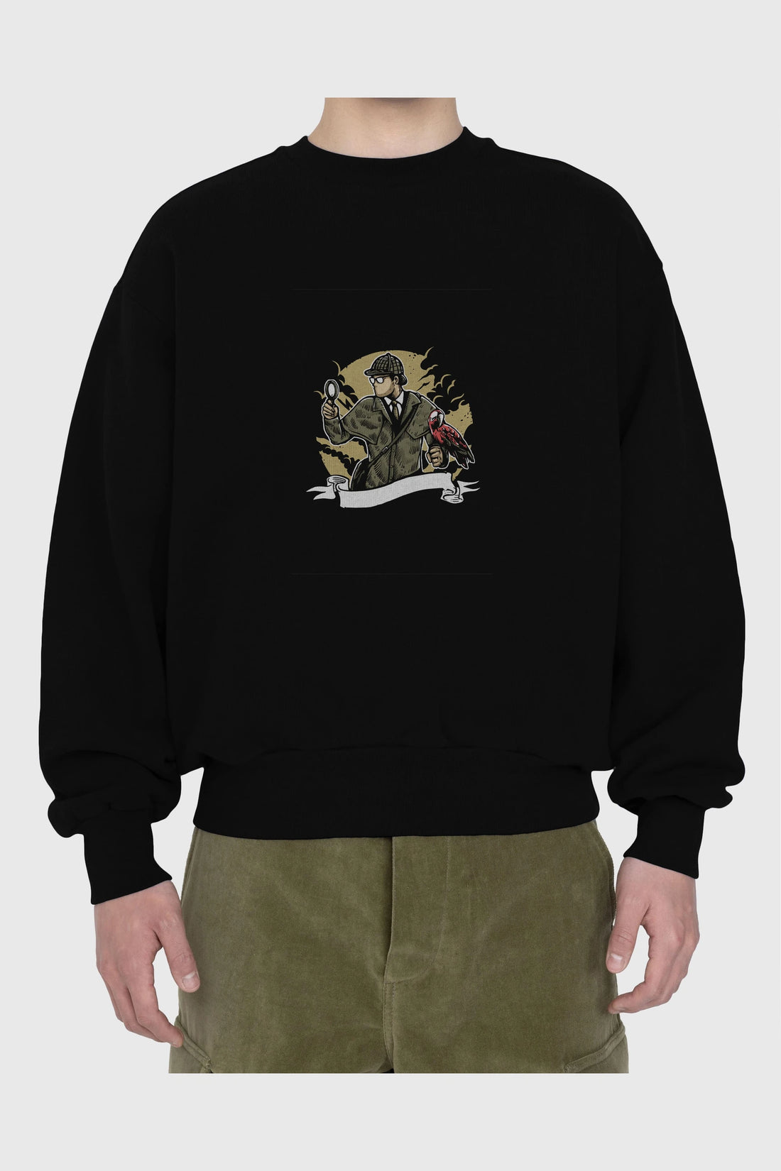 Sherlock Holmes Ön Baskılı Oversize Sweatshirt Erkek Kadın Unisex