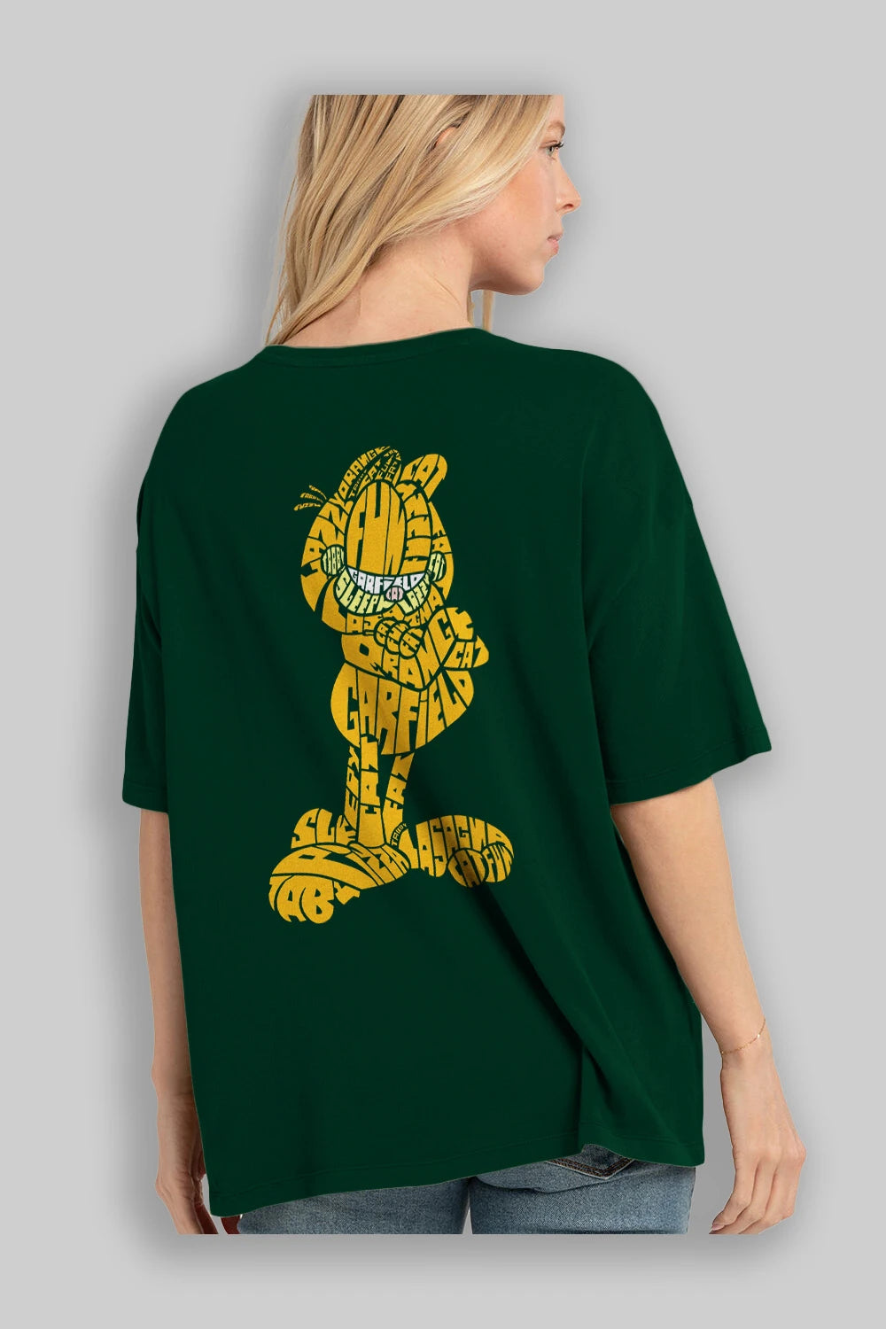Garfield Arka Baskılı Oversize t-shirt %100 pamuk Erkek Kadın Unisex