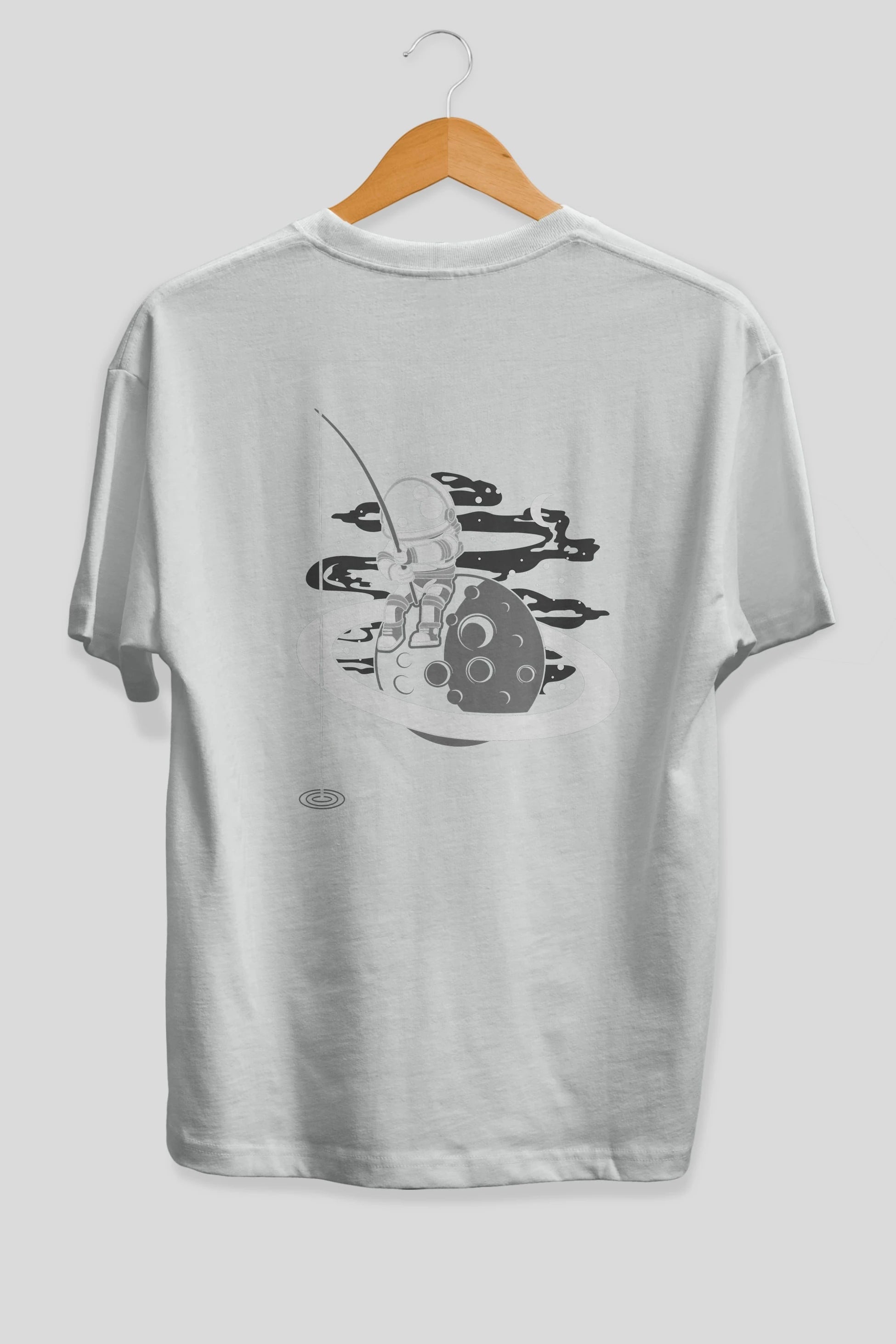 Astronaut  Fishing Arka Baskılı Oversize t-shirt Erkek Kadın Unisex