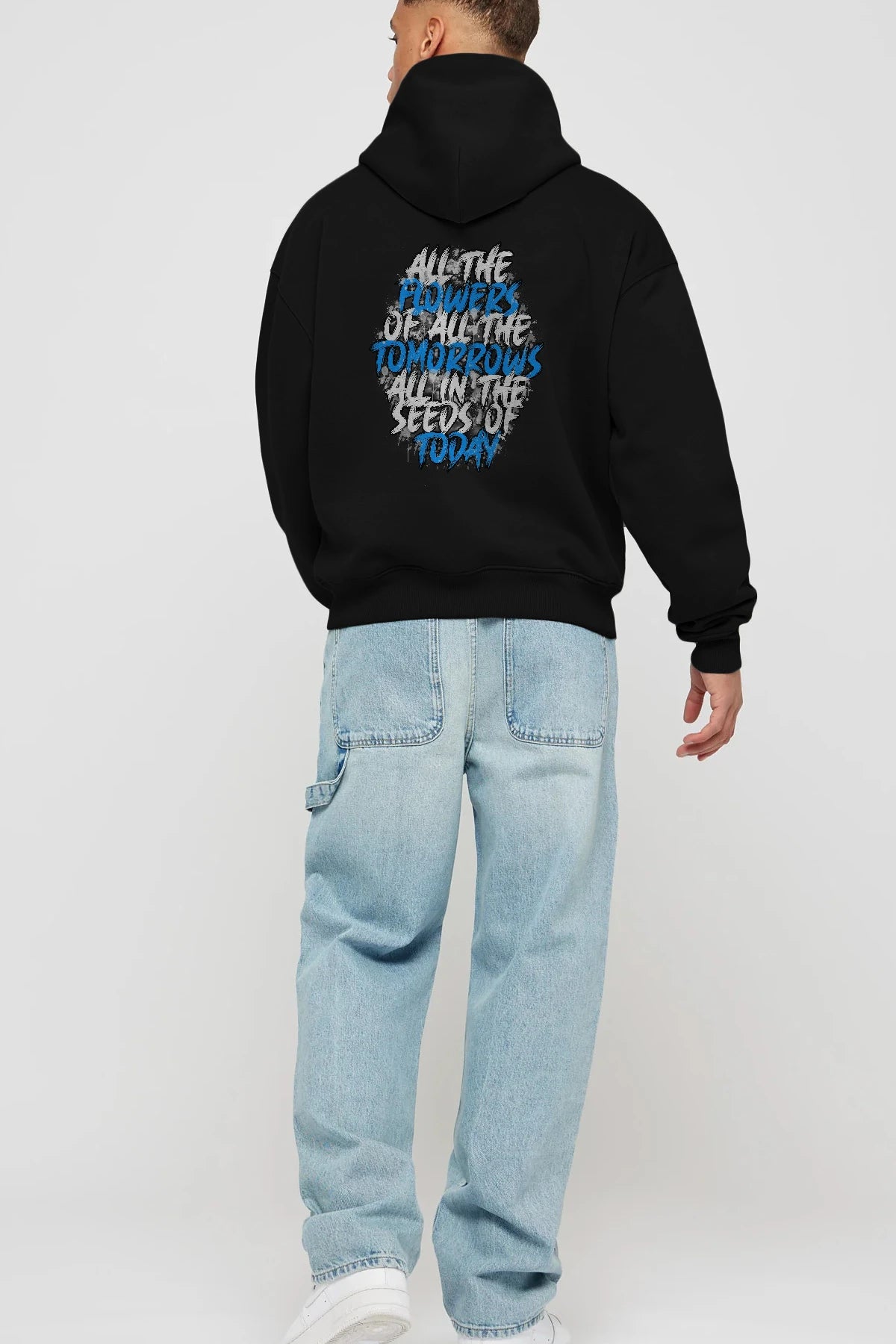 All The Flowers Arka Baskılı Hoodie Oversize Kapüşonlu Sweatshirt Erkek Kadın Unisex