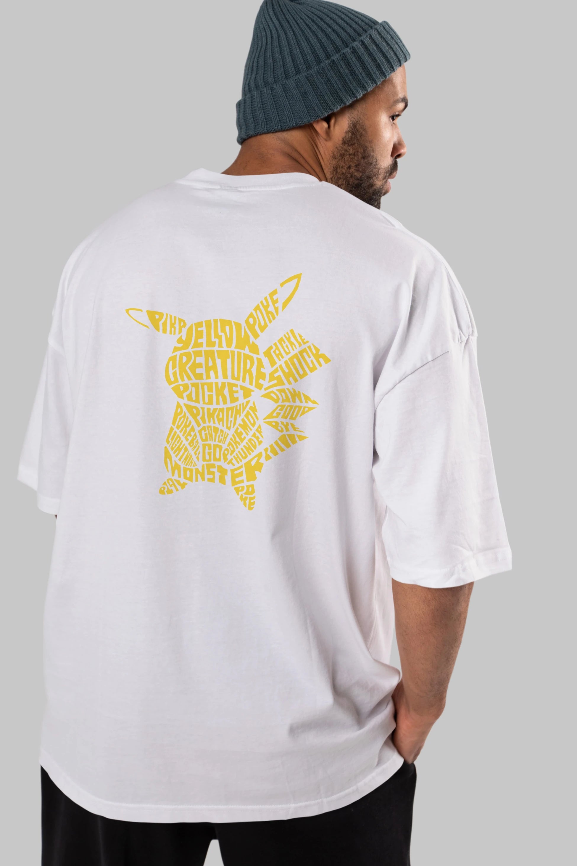 Pocket Monster Arka Baskılı Oversize t-shirt %100 pamuk Erkek Kadın Unisex