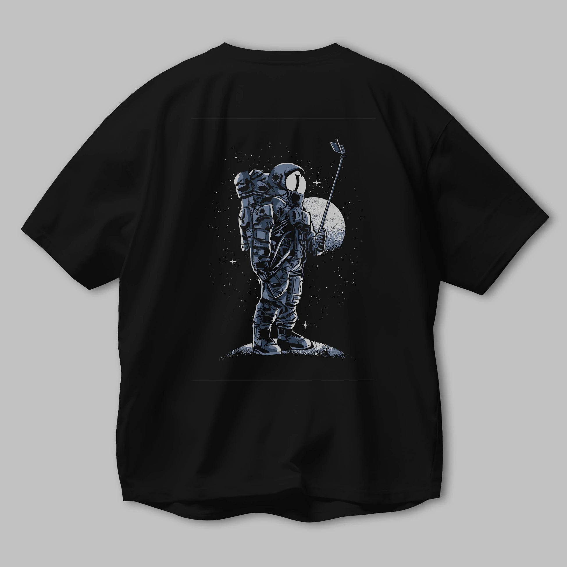 Selfie Astronaut Arka Baskılı Oversize t-shirt Erkek Kadın Unisex %100 Pamuk
