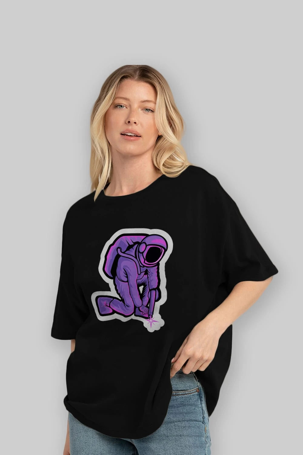 Welding in Space Sticker Ön Baskılı Oversize t-shirt Erkek Kadın Unisex