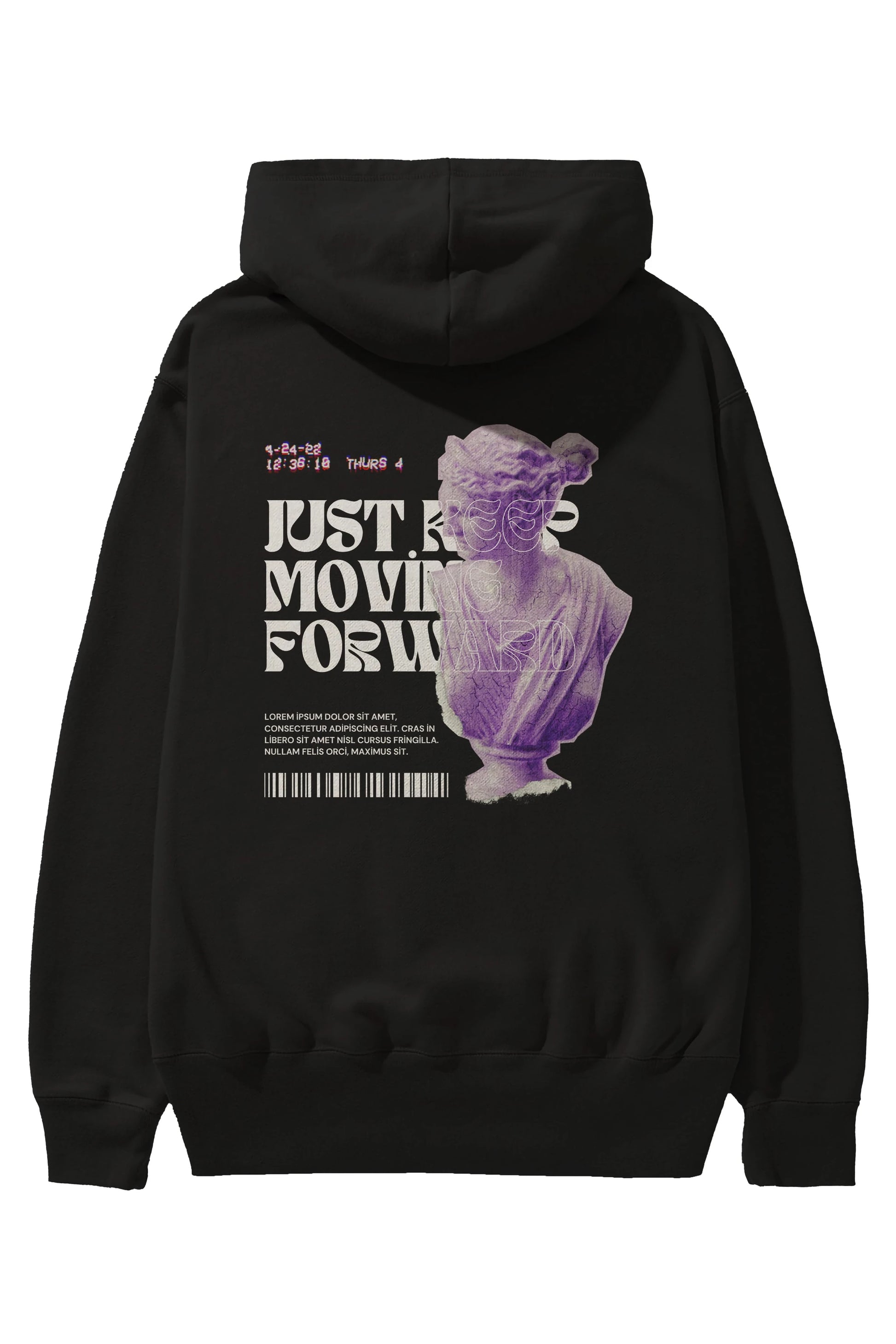 Just Keep Moving Forward Yazılı Arka Baskılı Oversize Hoodie Kapüşonlu Sweatshirt Erkek Kadın Unisex