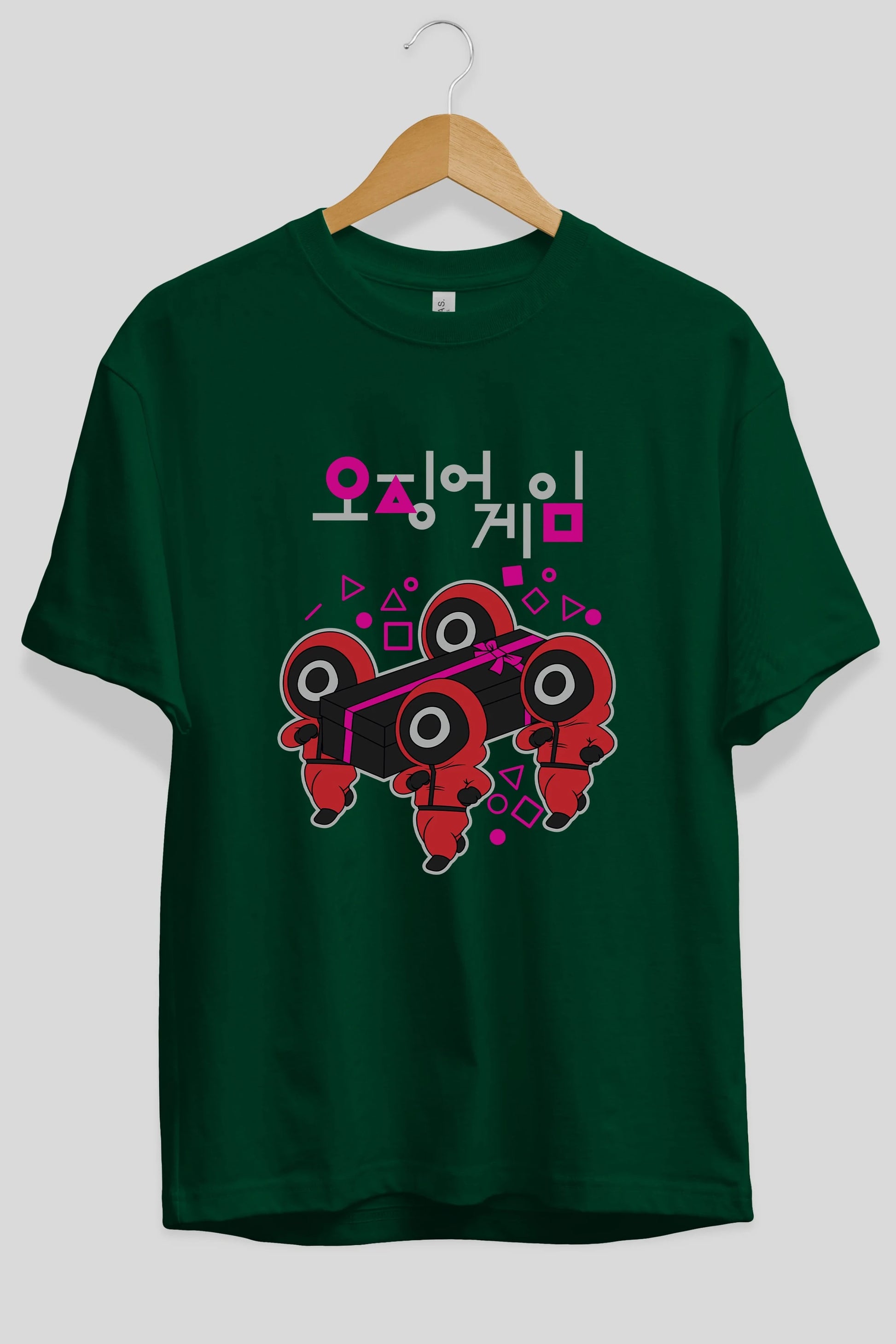 Squid Game (6) Ön Baskılı Oversize t-shirt Erkek Kadın Unisex %100 Pamuk Bisiklet Yaka tişort