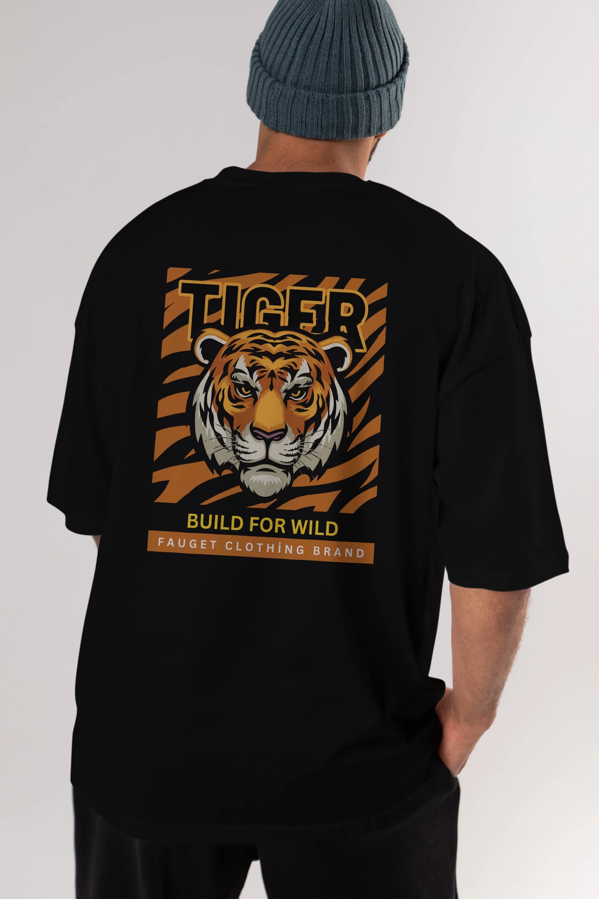 Tiger Arka Baskılı Oversize t-shirt Erkek Kadın Unisex