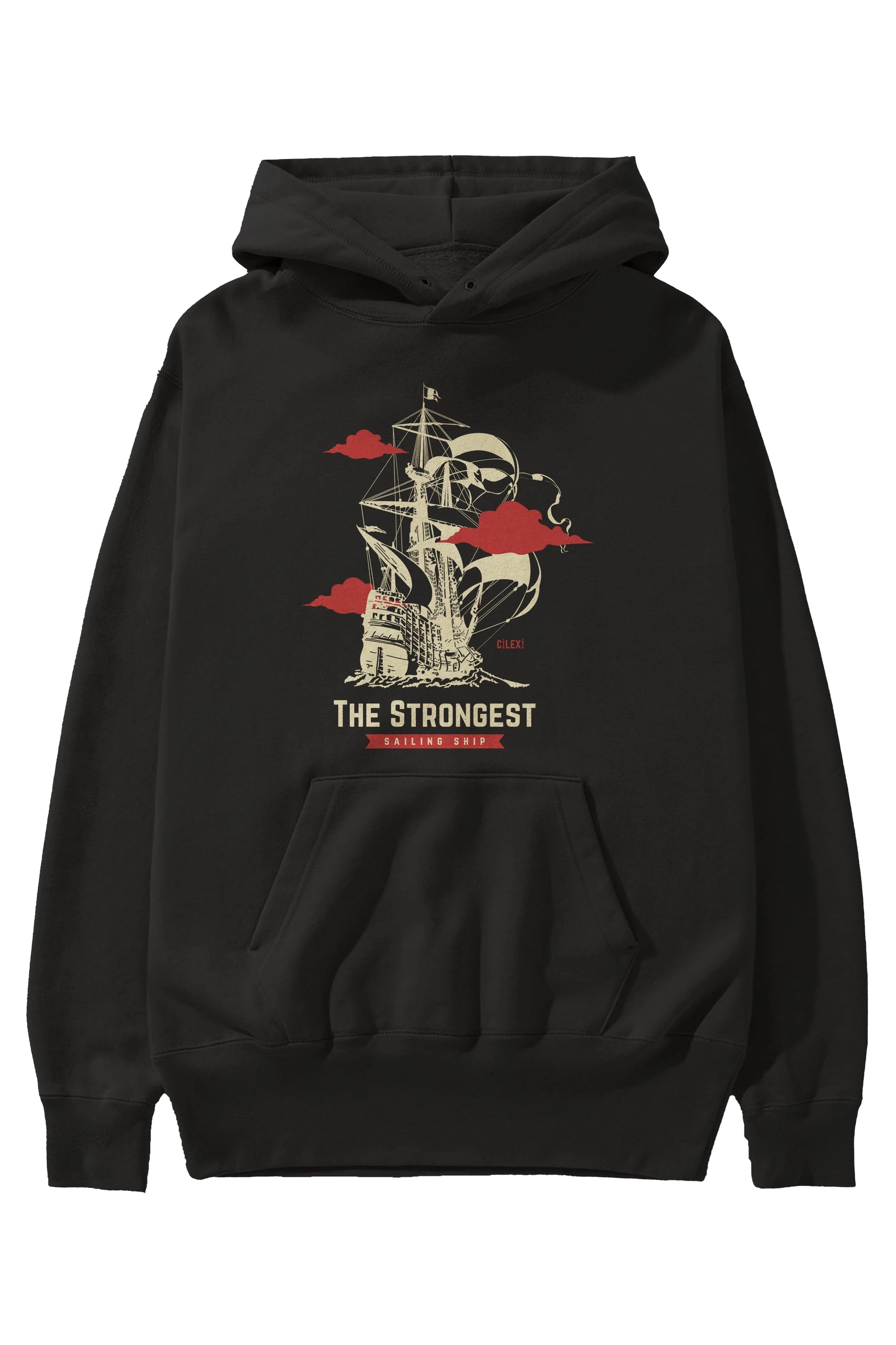 The Strongest Yazılı Ön Baskılı Oversize Hoodie Kapüşonlu Sweatshirt Erkek Kadın Unisex