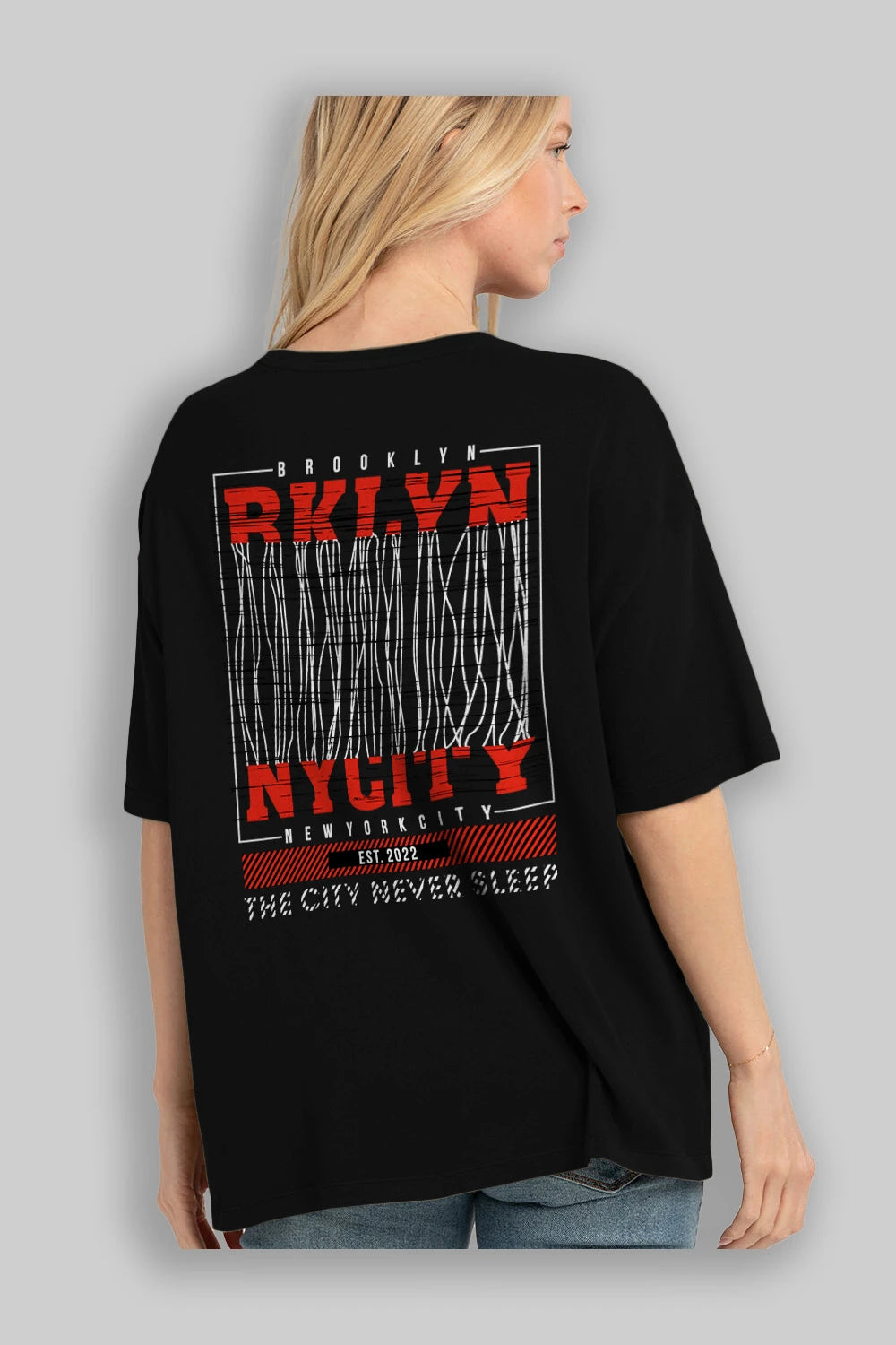 Brooklyn New York City Arka Baskılı Oversize t-shirt Erkek Kadın Unisex