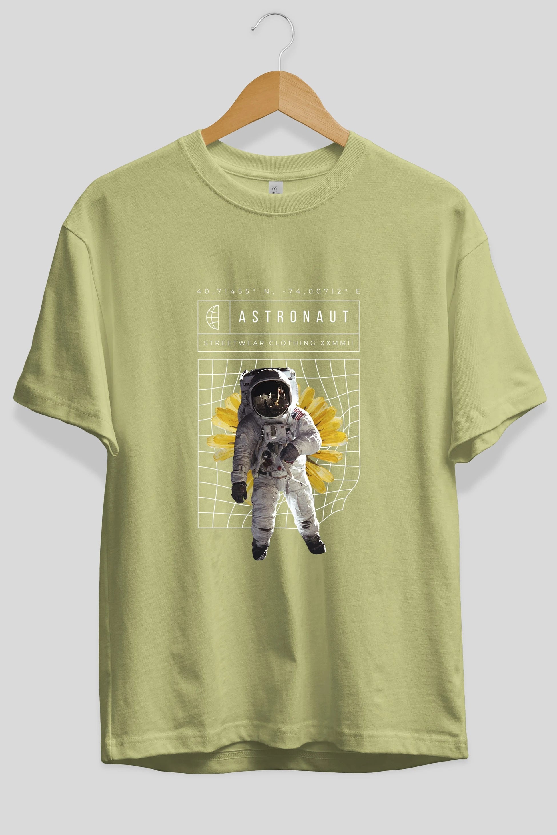 Astronaut Streetwear Ön Baskılı Oversize t-shirt Erkek Kadın Unisex