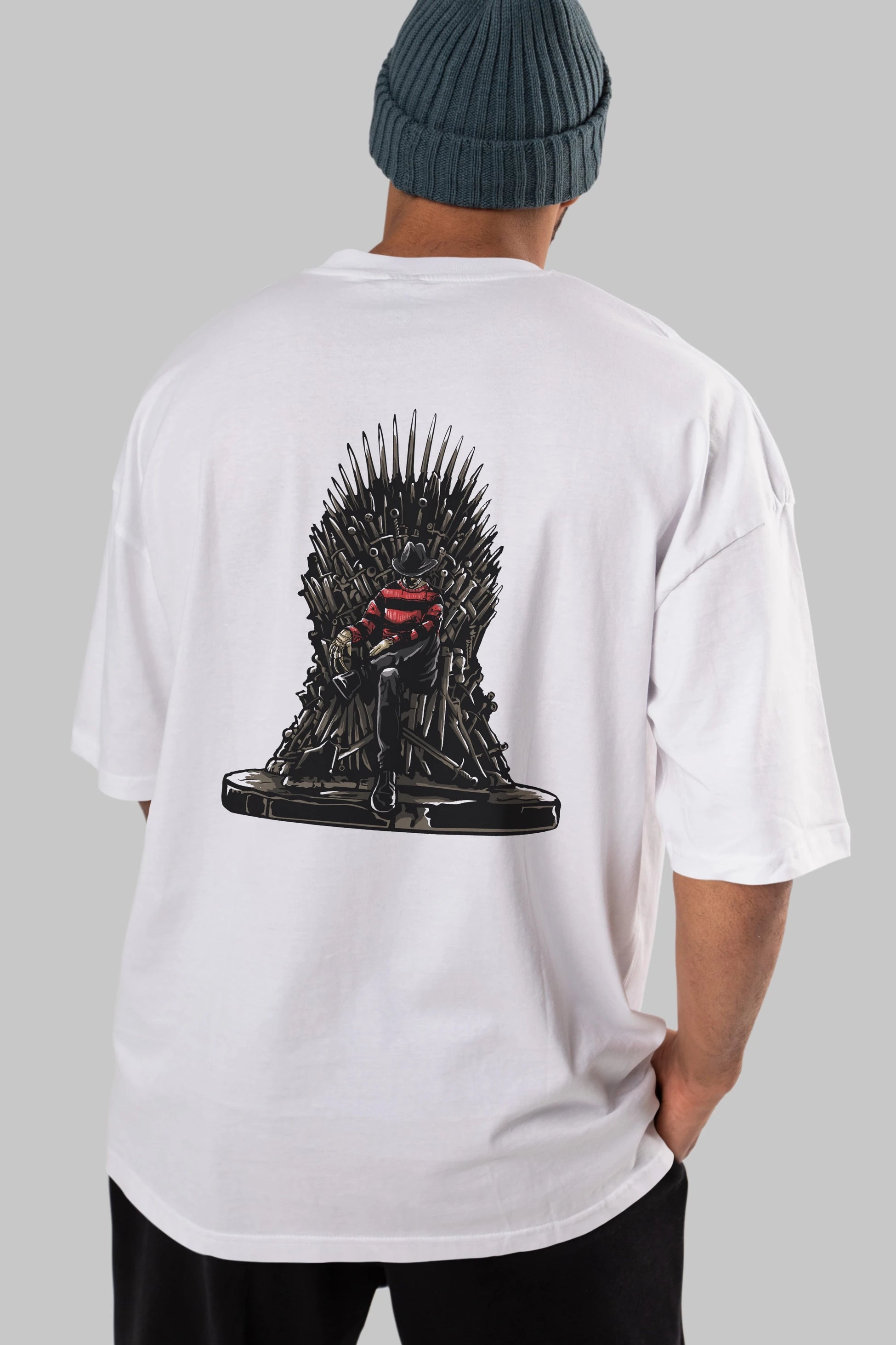 Nightmare Throne Arka Baskılı Oversize t-shirt Erkek Kadın Unisex %100 Pamuk