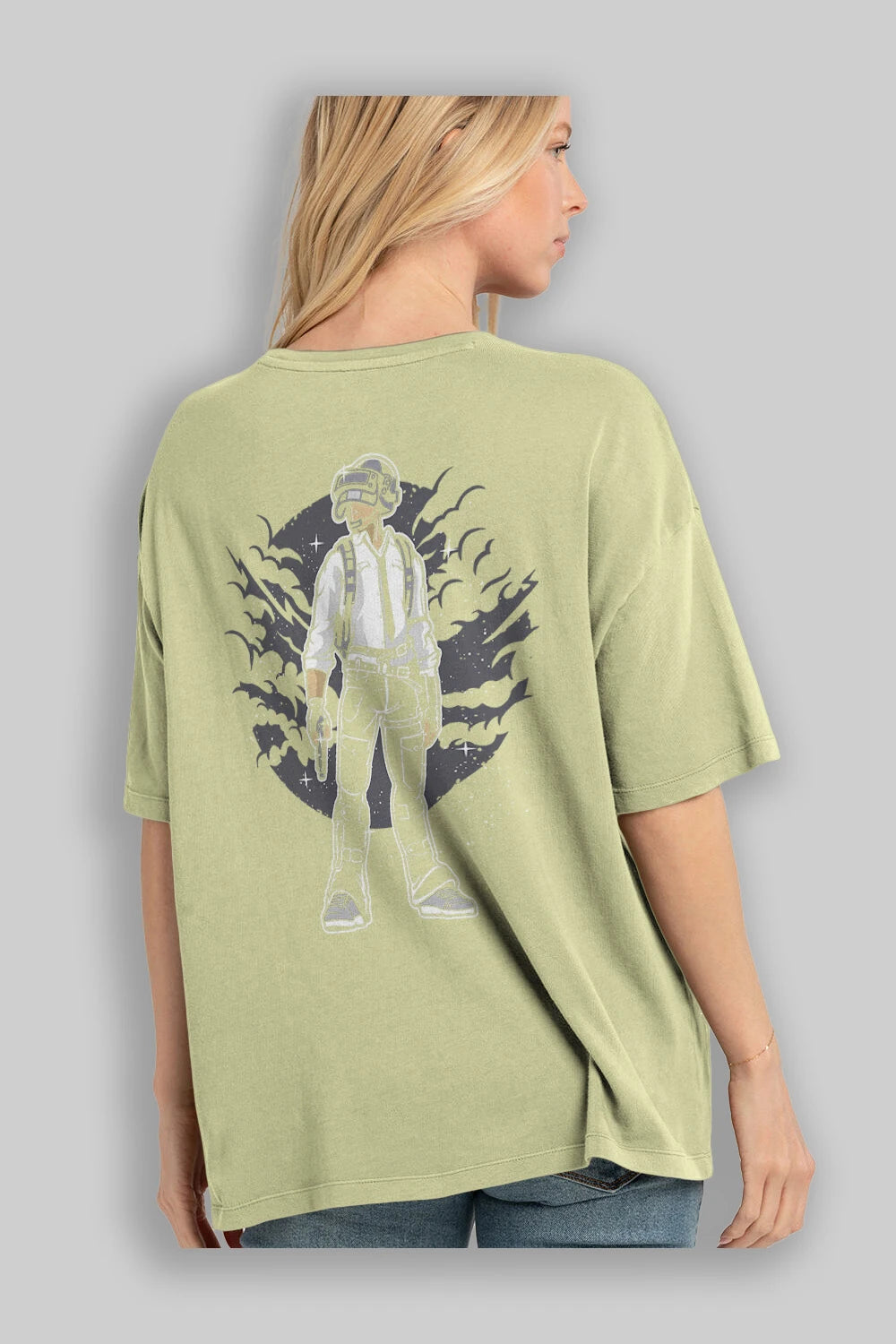 PUBG Arka Baskılı Oversize t-shirt Erkek Kadın Unisex %100 Pamuk