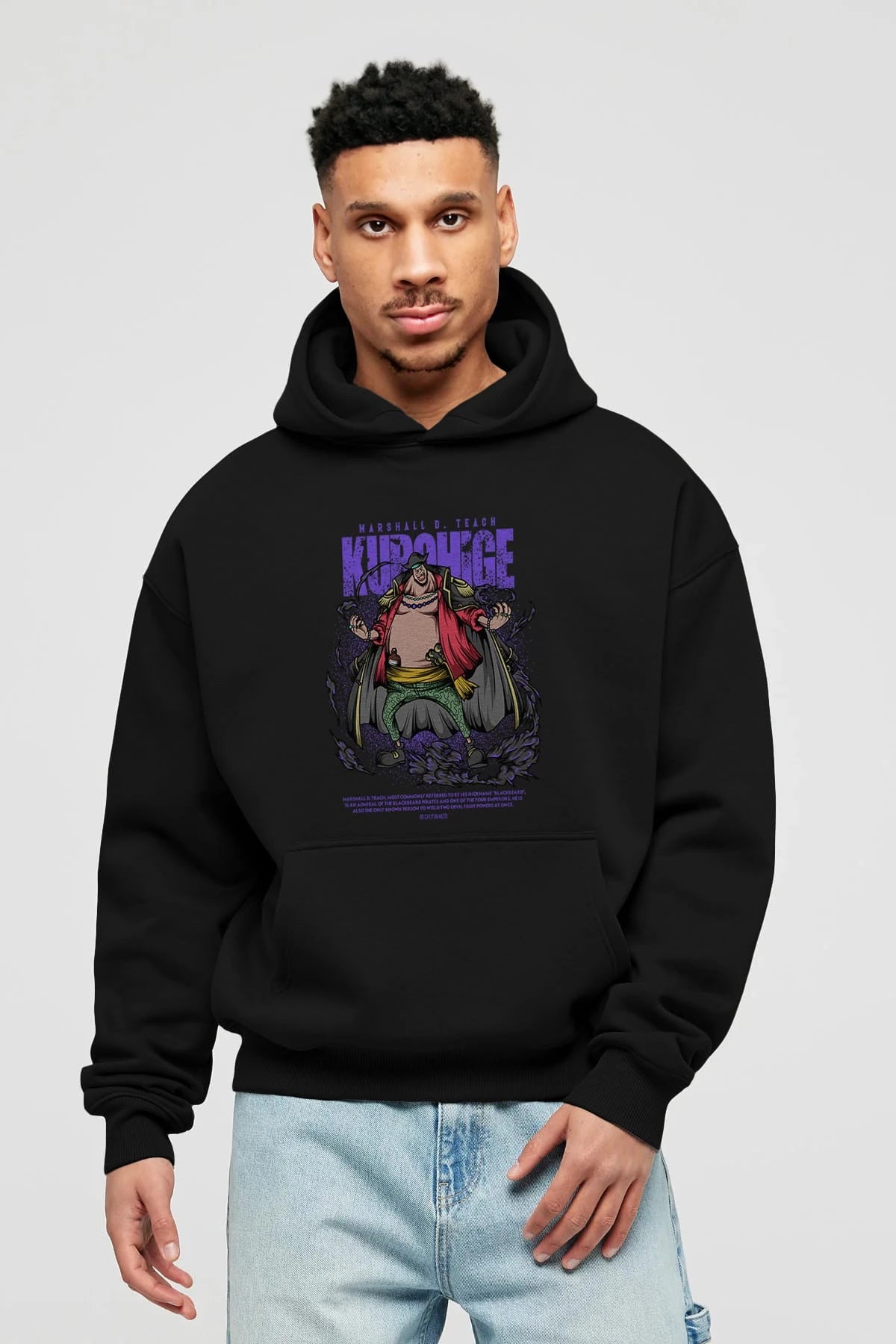 Marshall D. Teach Anime Ön Baskılı Hoodie Oversize Kapüşonlu Sweatshirt Erkek Kadın Unisex