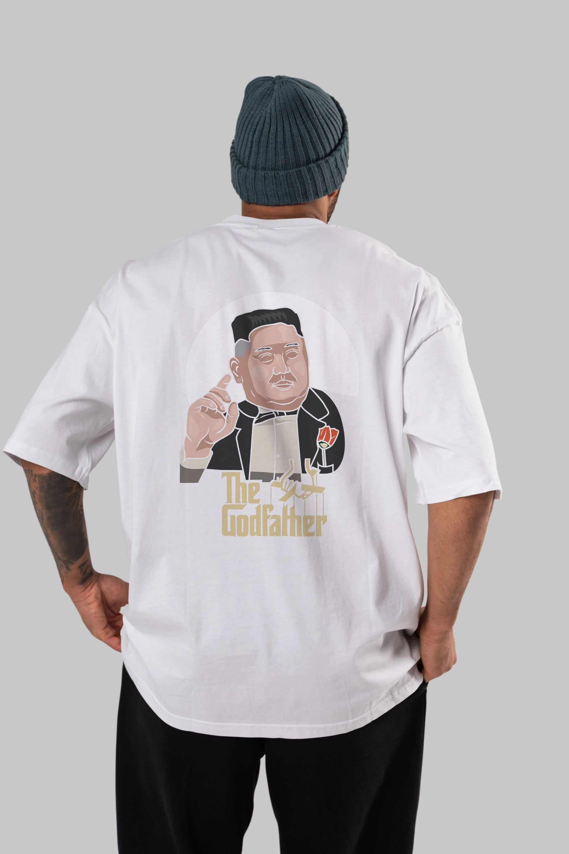 Godfather Jong Un Arka Baskılı Oversize t-shirt Erkek Kadın Unisex %100 Pamuk tişort