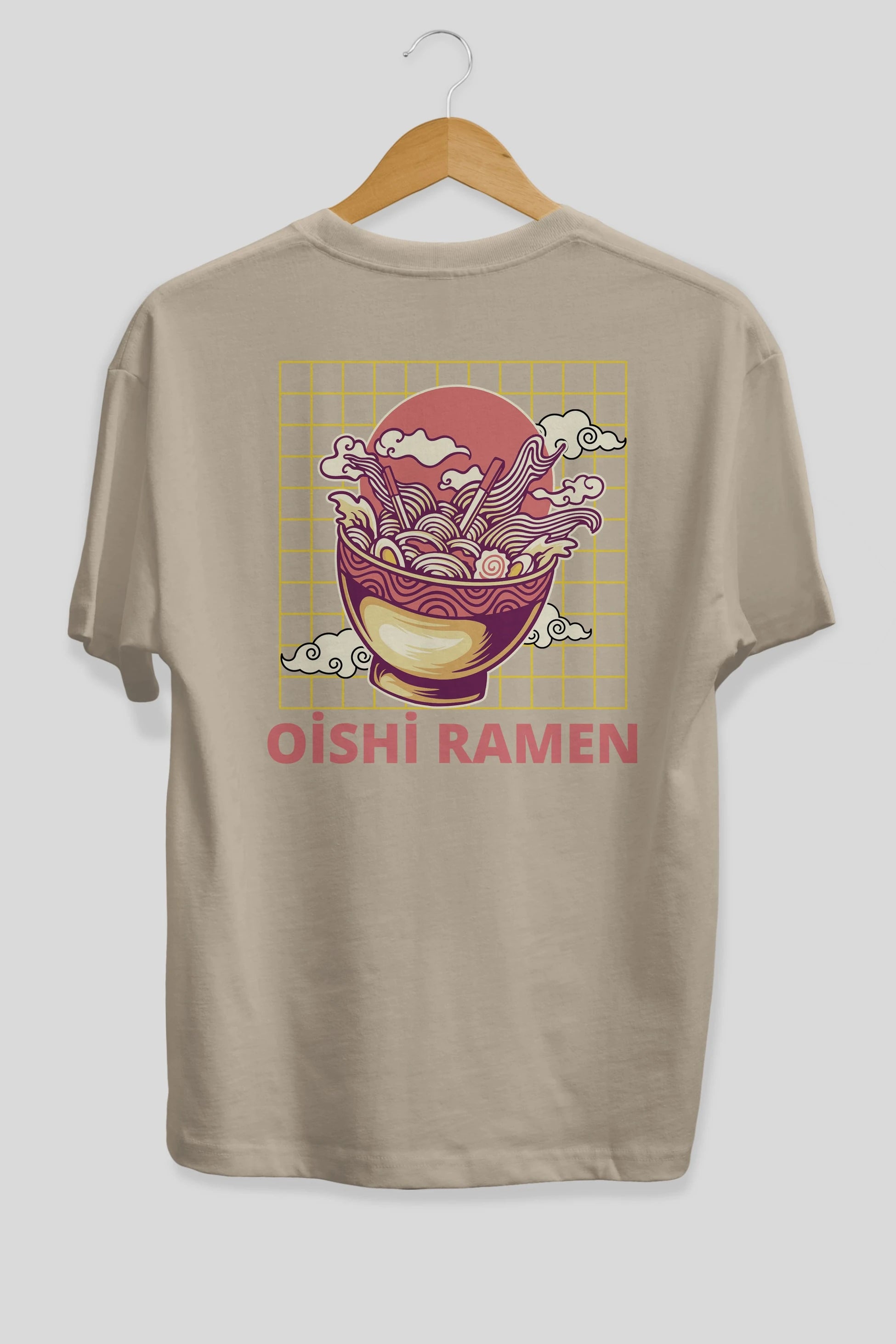 Oishi Ramen Yazılı Arka Baskılı Oversize t-shirt Erkek Kadın Unisex