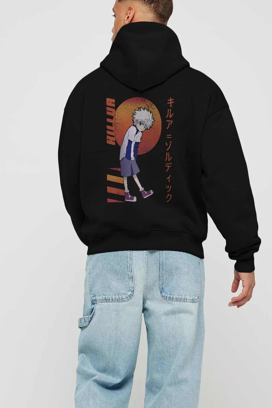 Killua Zoldyck 5 2 Anime Arka Baskılı Hoodie Oversize Kapüşonlu Sweatshirt Erkek Kadın Unisex