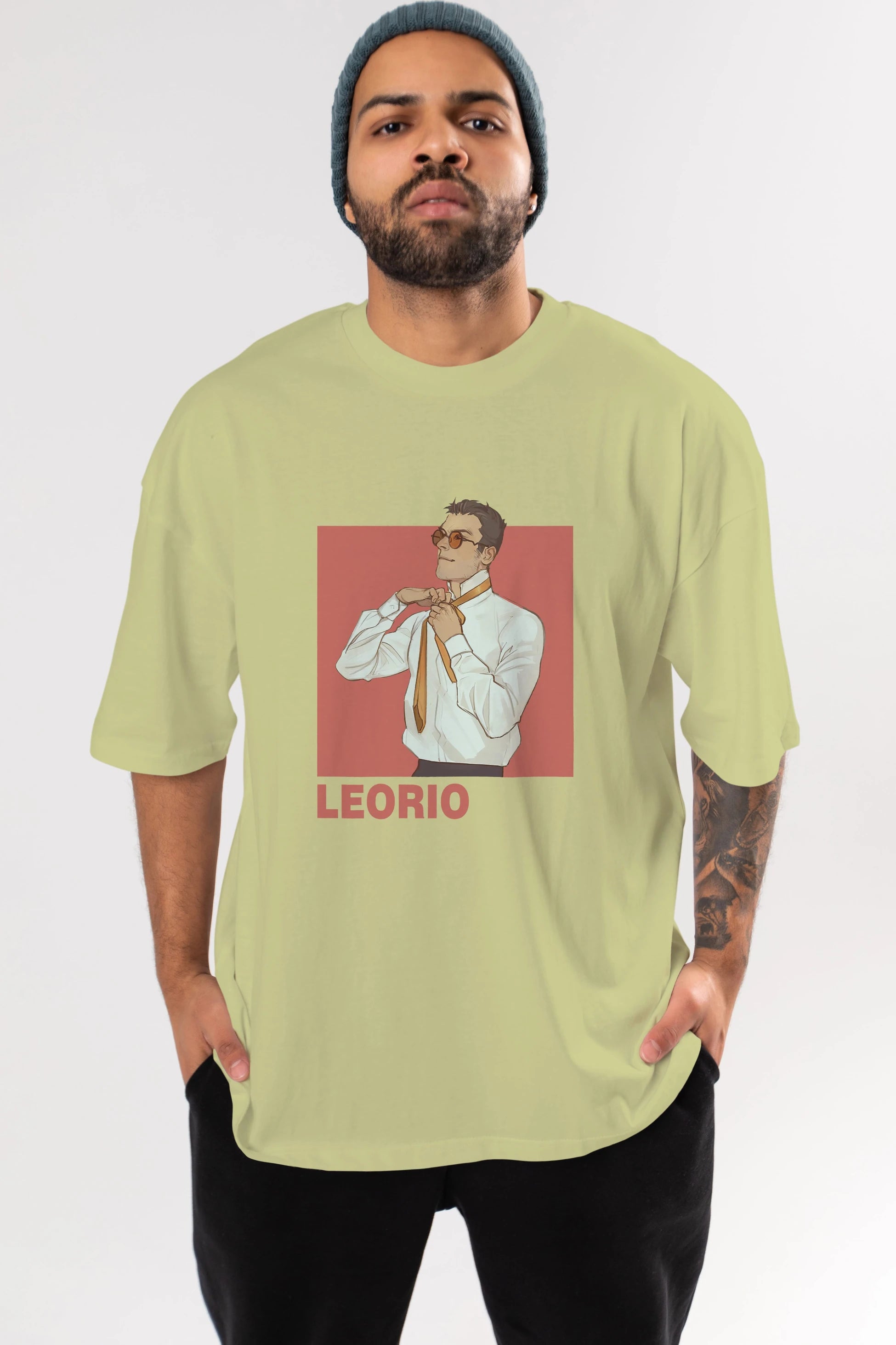 Leorio Paladiknight 5 Anime Ön Baskılı Oversize t-shirt %100 pamuk Erkek Kadın Unisex