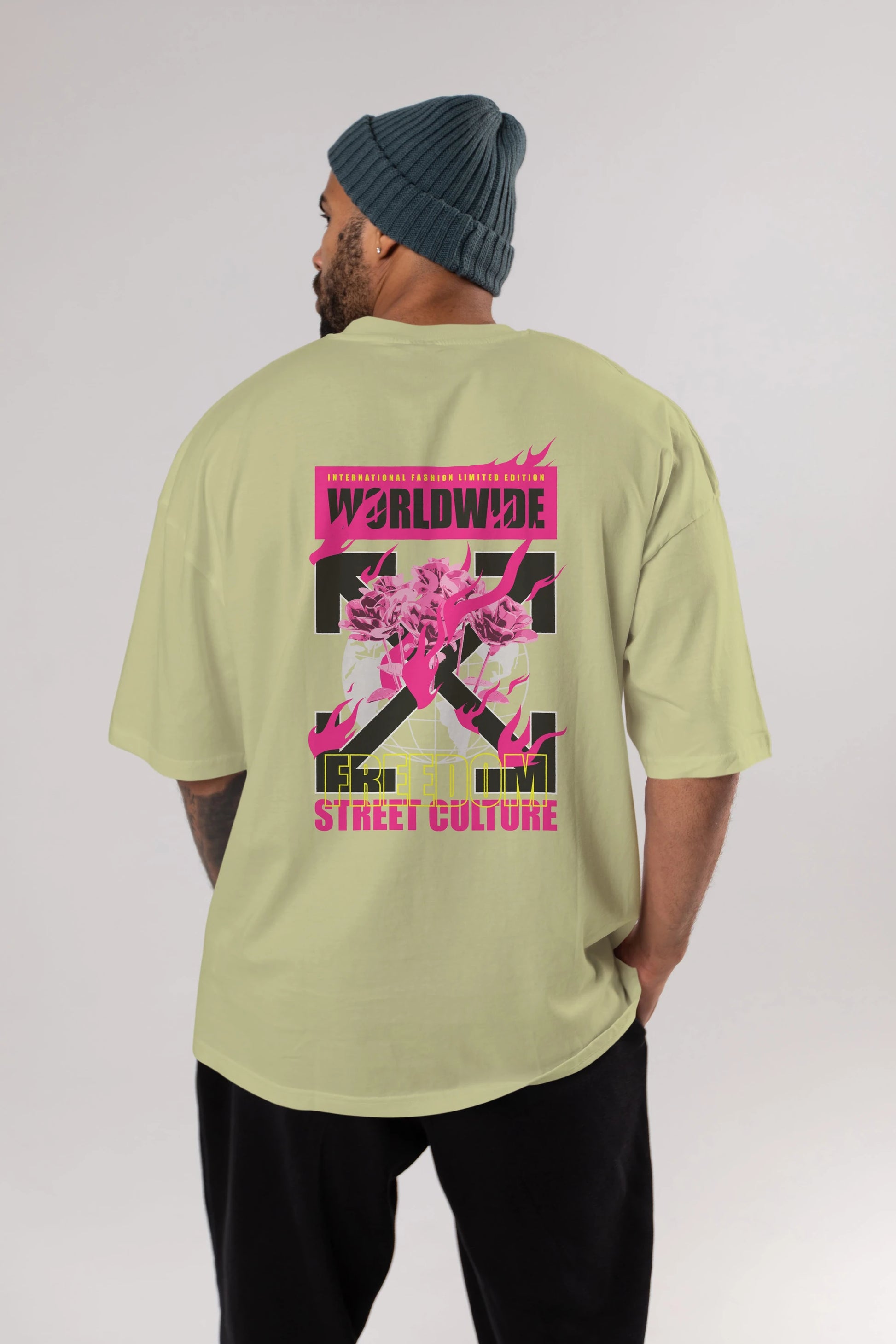 Freedom Street Culture Arka Baskılı Oversize t-shirt Erkek Kadın Unisex