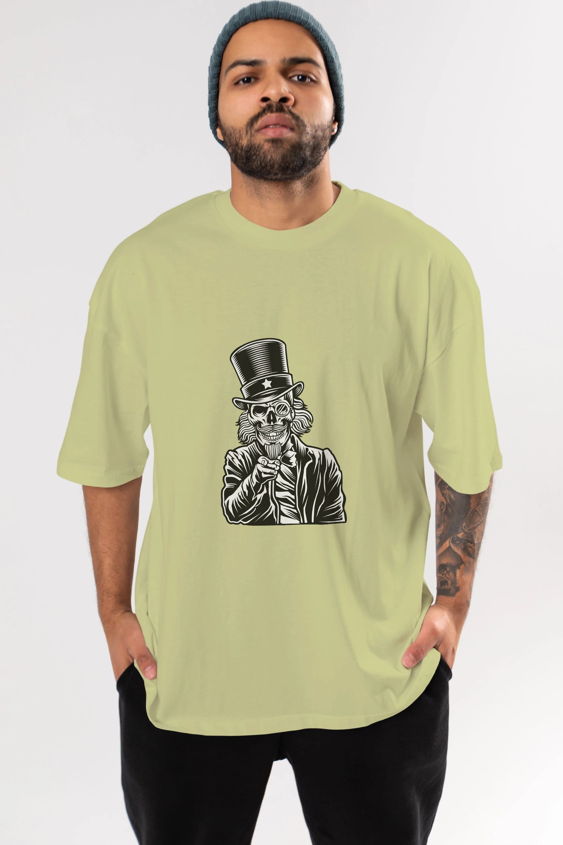 I Want You Skull Ön Baskılı Oversize t-shirt Erkek Kadın Unisex %100 Pamuk tişort