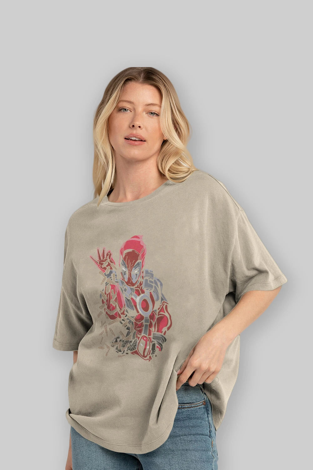 Deadpool (2) Ön Baskılı Oversize t-shirt Erkek Kadın Unisex %100 Pamuk Bisiklet Yaka tişort