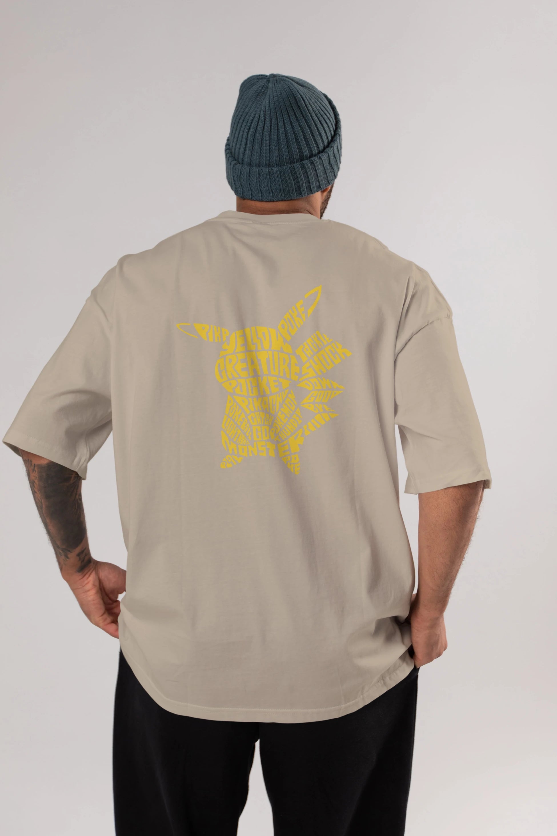 Pocket Monster Arka Baskılı Oversize t-shirt %100 pamuk Erkek Kadın Unisex