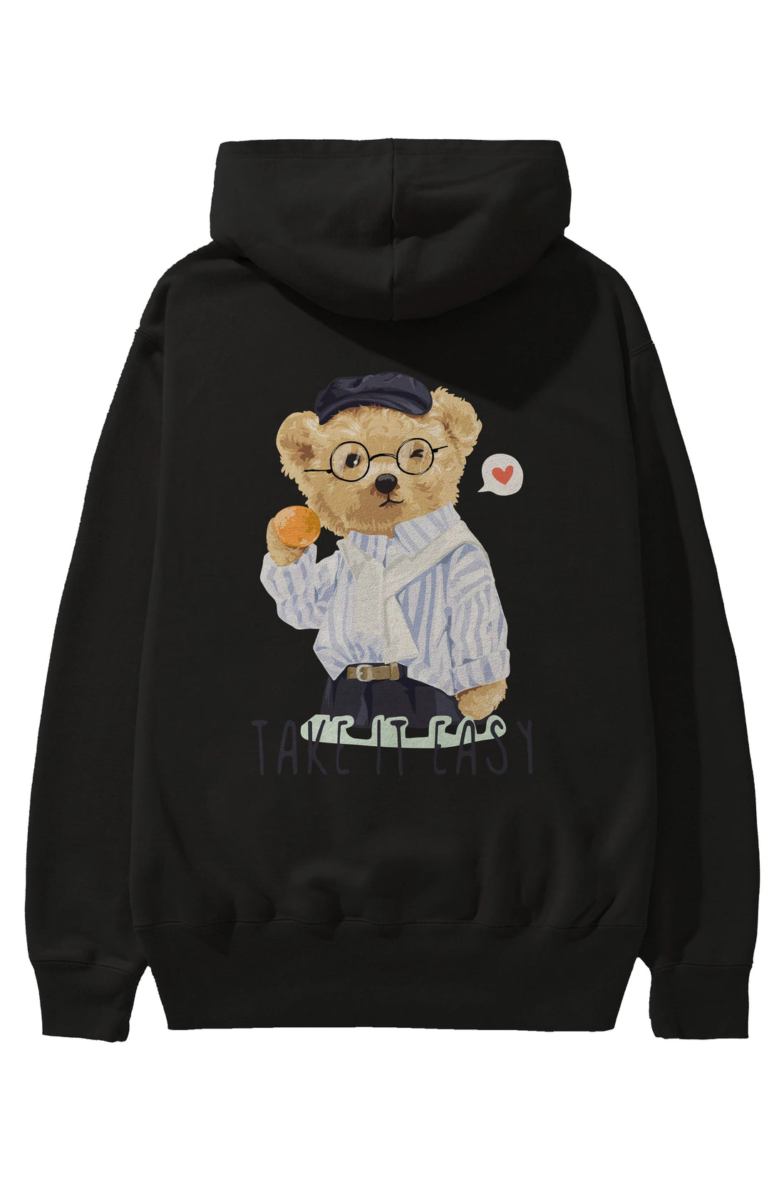 Teddy Bear Take it Easy Arka Baskılı Hoodie Oversize Kapüşonlu Sweatshirt Erkek Kadın Unisex
