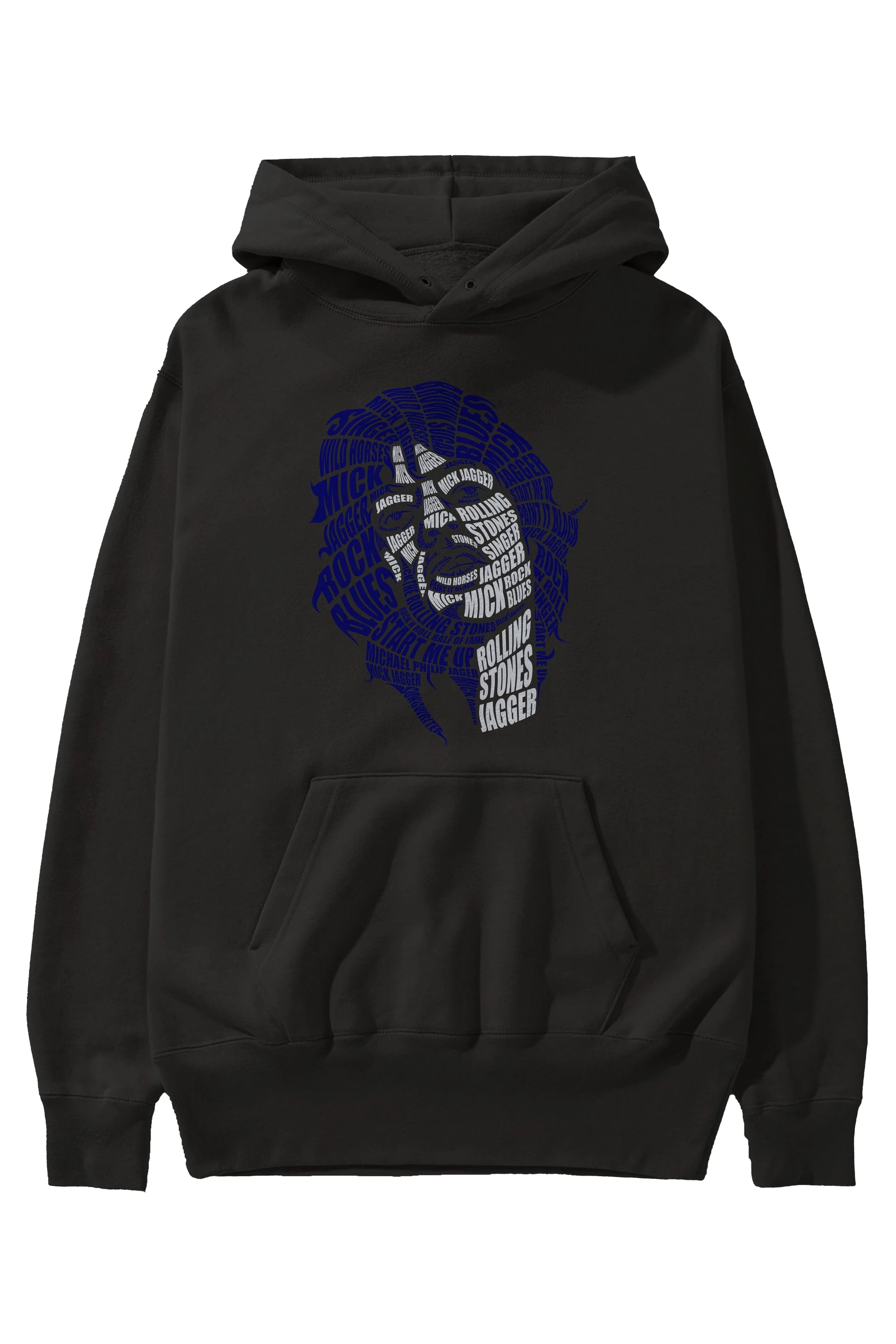 Mick Jagger Calligram Ön Baskılı Hoodie Oversize Kapüşonlu Sweatshirt Erkek Kadın Unisex