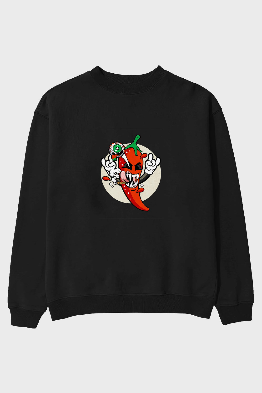 Chili Monster Ön Baskılı Oversize Sweatshirt Erkek Kadın Unisex