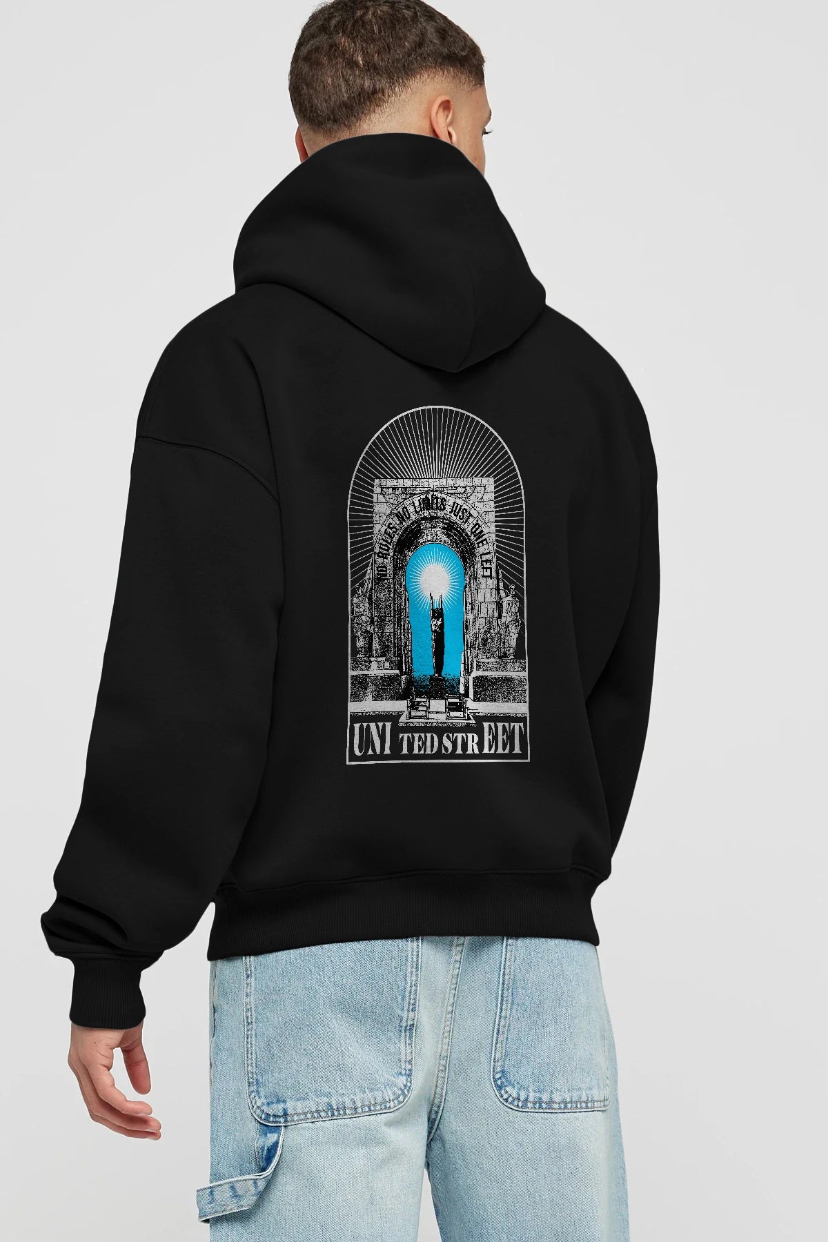 No Rules No Limits Arka Baskılı Hoodie Oversize Kapüşonlu Sweatshirt Erkek Kadın Unisex