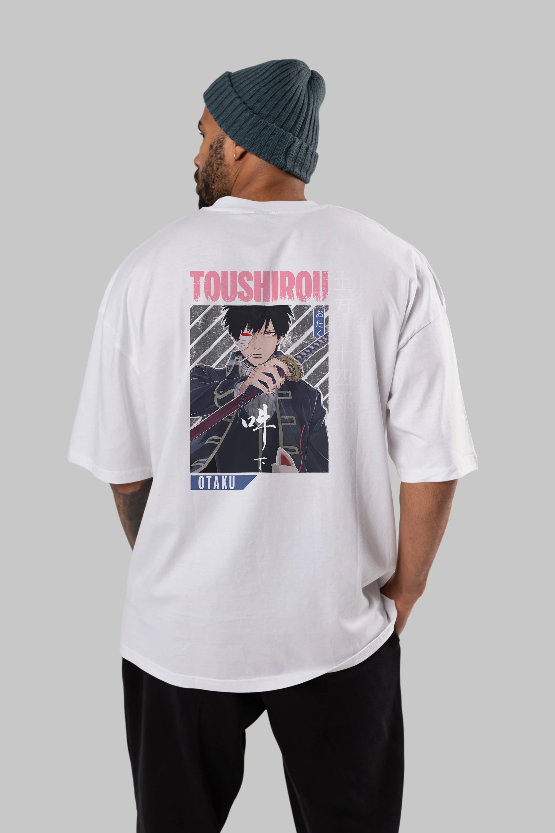 Toushirou Hijikata 1 Anime Arka Baskılı Oversize t-shirt Erkek Kadın Unisex