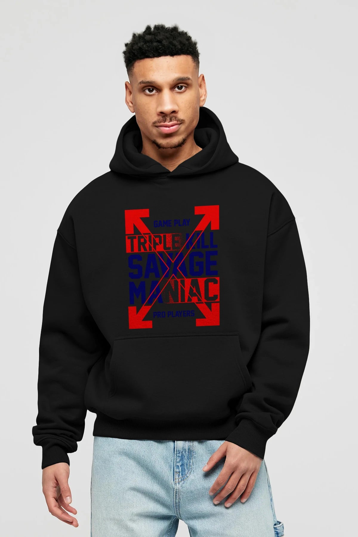 Kill Savage Ön Baskılı Hoodie Oversize Kapüşonlu Sweatshirt Erkek Kadın Unisex