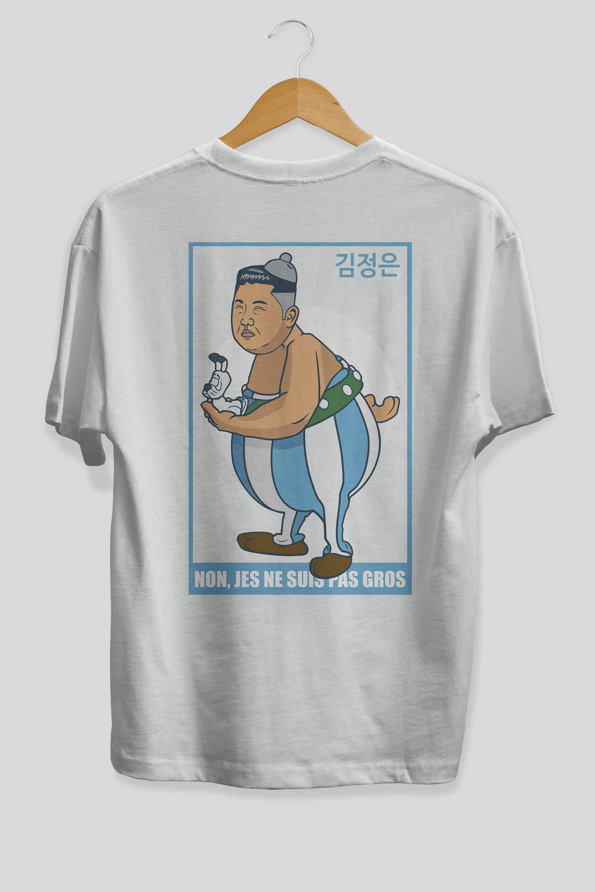 Obelix Jong Un Arka Baskılı Oversize t-shirt Erkek Kadın Unisex %100 Pamuk tişort