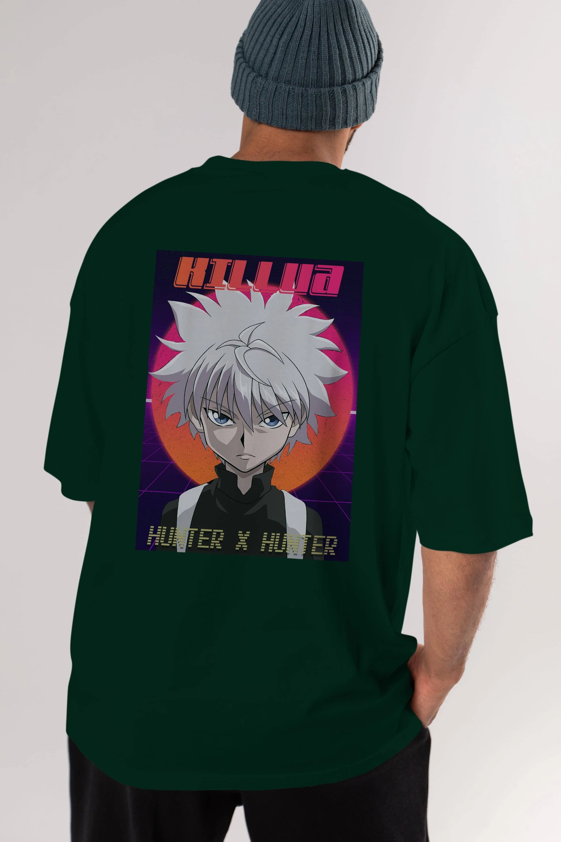 Killua Zoldyck 12 1 Anime Arka Baskılı Oversize t-shirt Erkek Kadın Unisex
