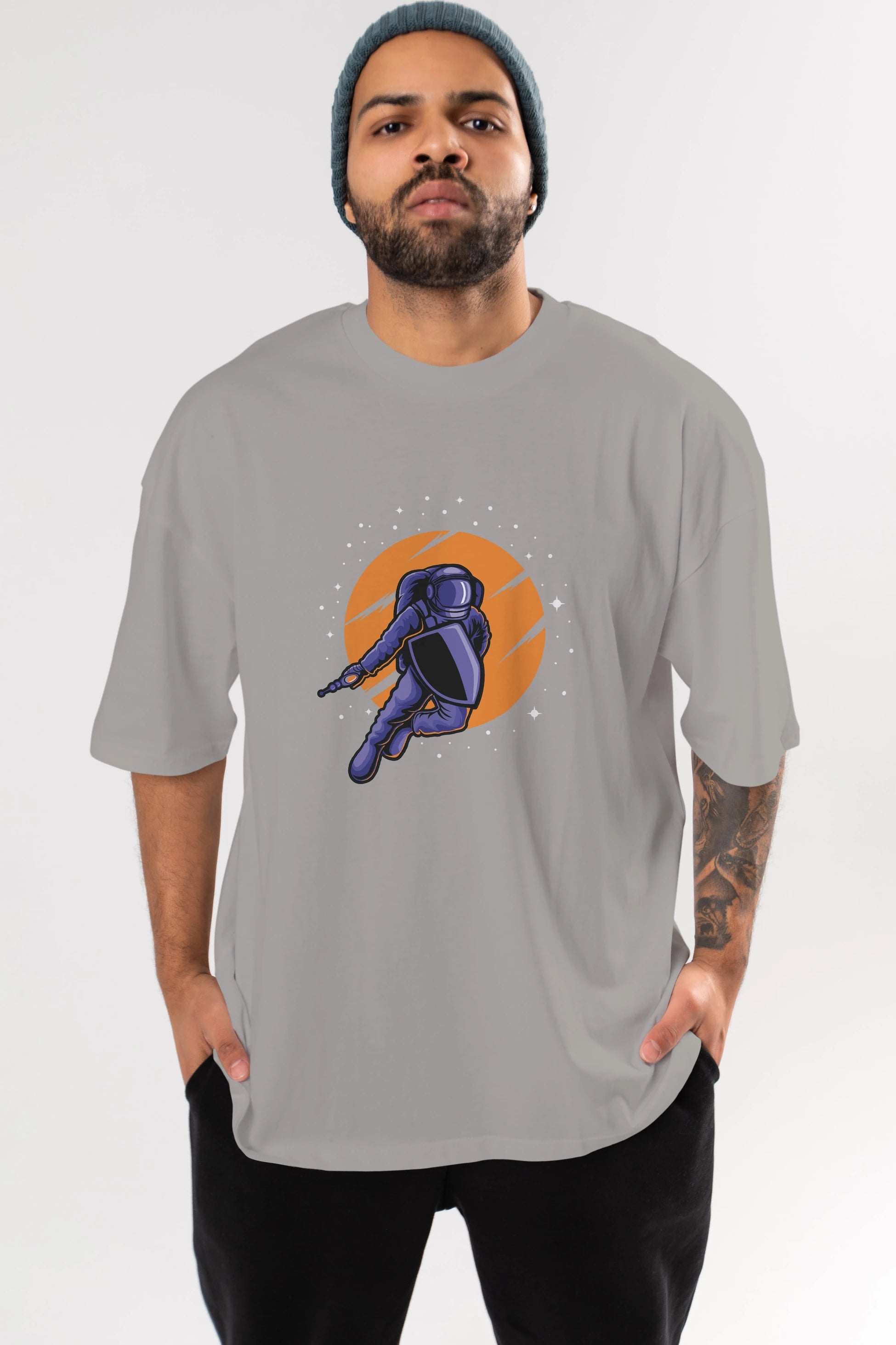 Astro Wars Ön Baskılı Oversize t-shirt Erkek Kadın Unisex