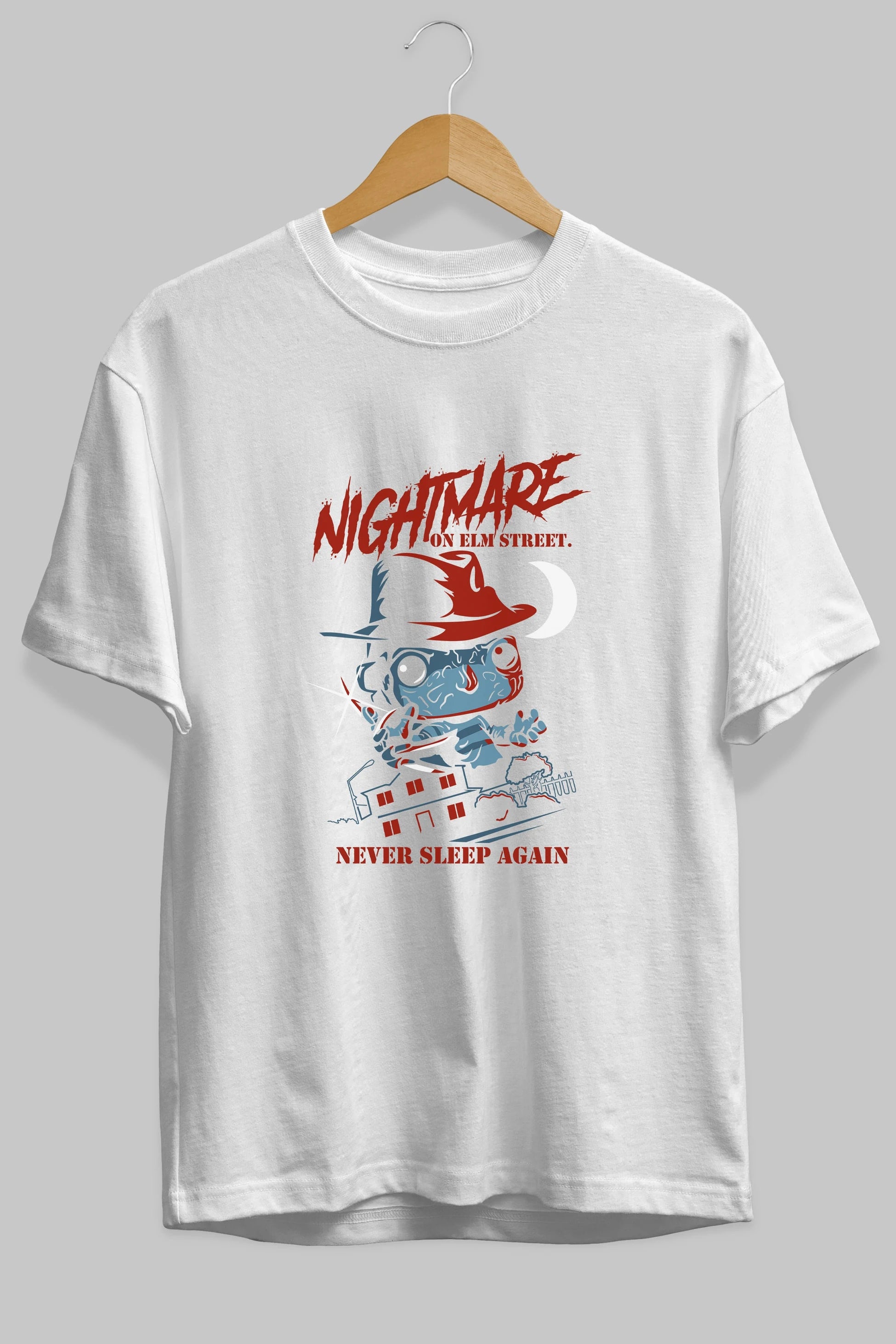 Nightmare Elm Sokağı Ön Baskılı Oversize t-shirt Erkek Kadın Unisex %100 Pamuk Bisiklet Yaka tişort