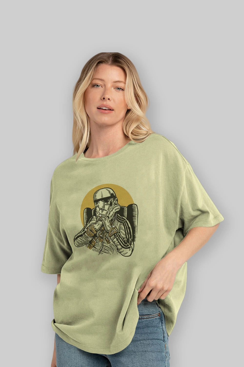 Trooper Dee Jay Ön Baskılı Oversize t-shirt Erkek Kadın Unisex %100 Pamuk tişort