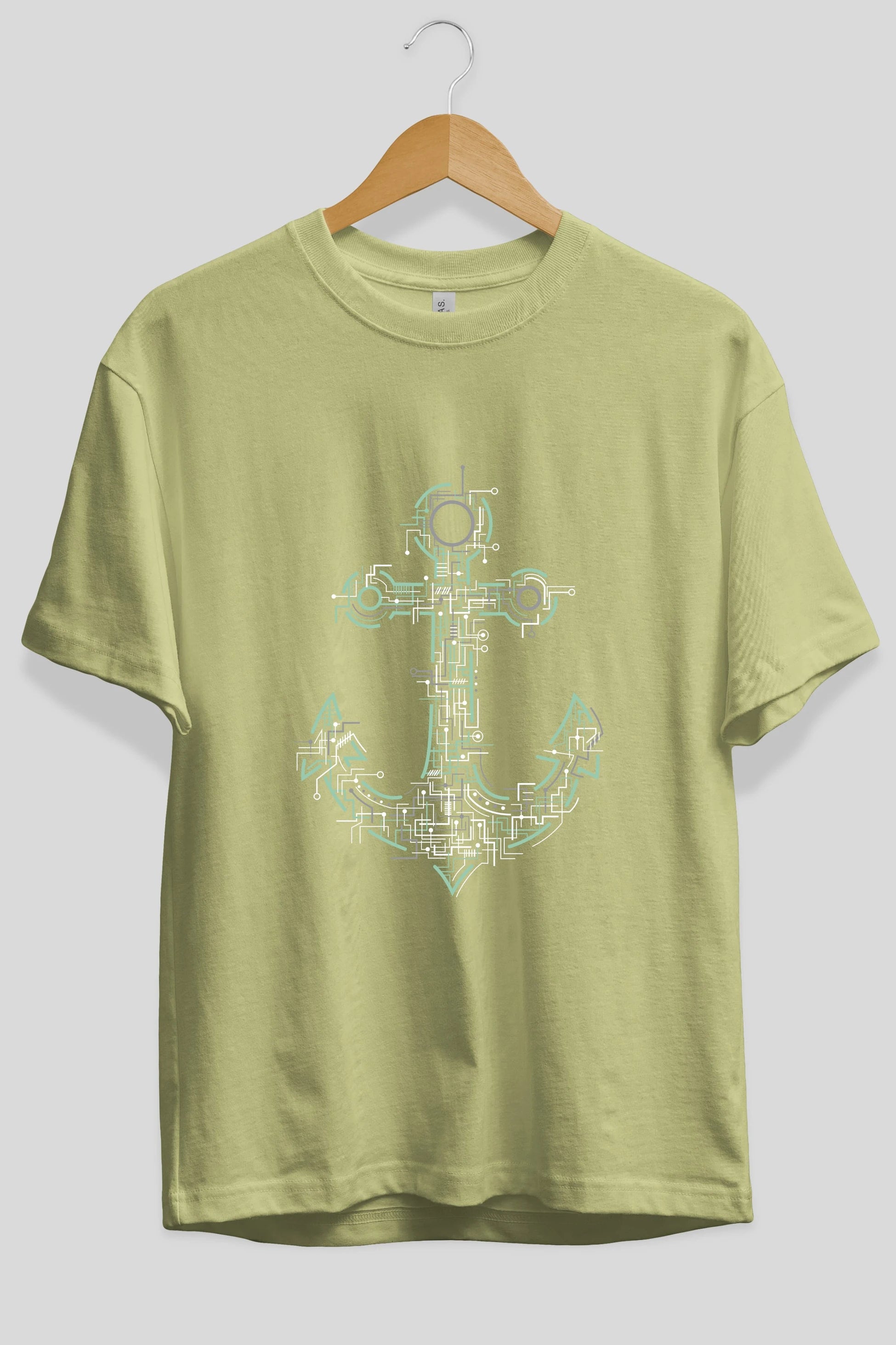 Electric Anchor Ön Baskılı Oversize t-shirt %100 pamuk Erkek Kadın Unisex