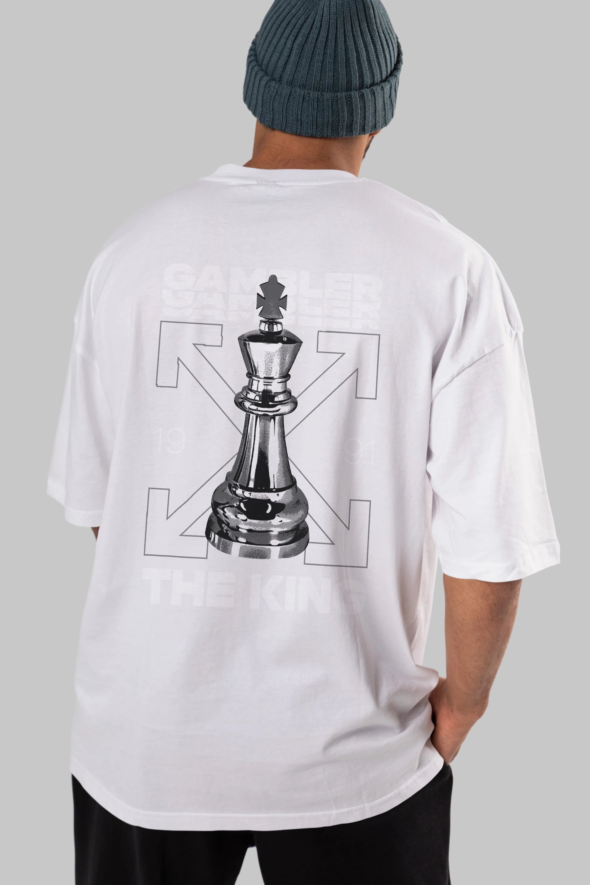 Gambler The King Arka Baskılı Oversize t-shirt Erkek Kadın Unisex