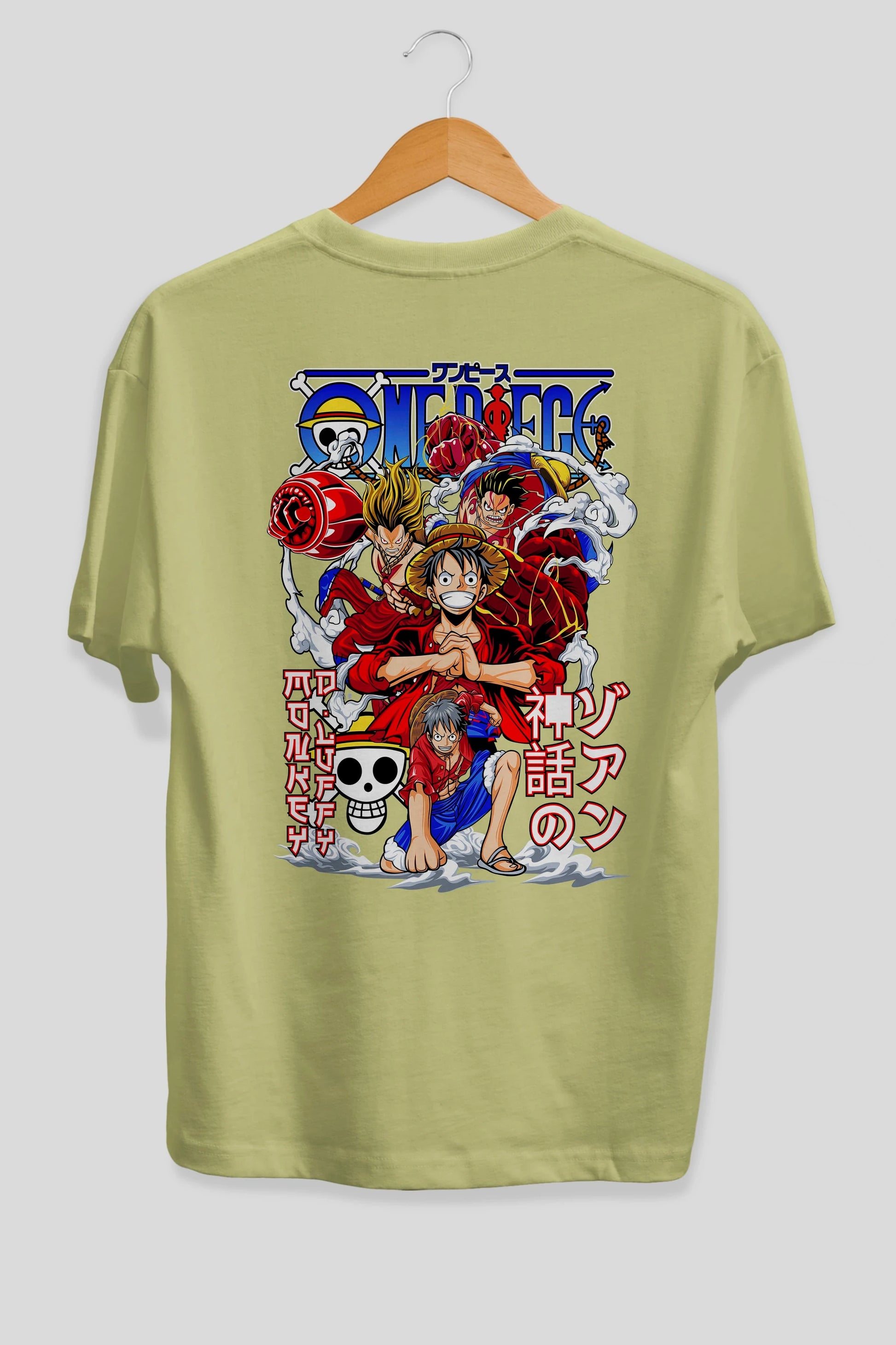 MONKEY D. LUFF-ONE PIECE 2 Anime Arka Baskılı Oversize t-shirt Erkek Kadın Unisex