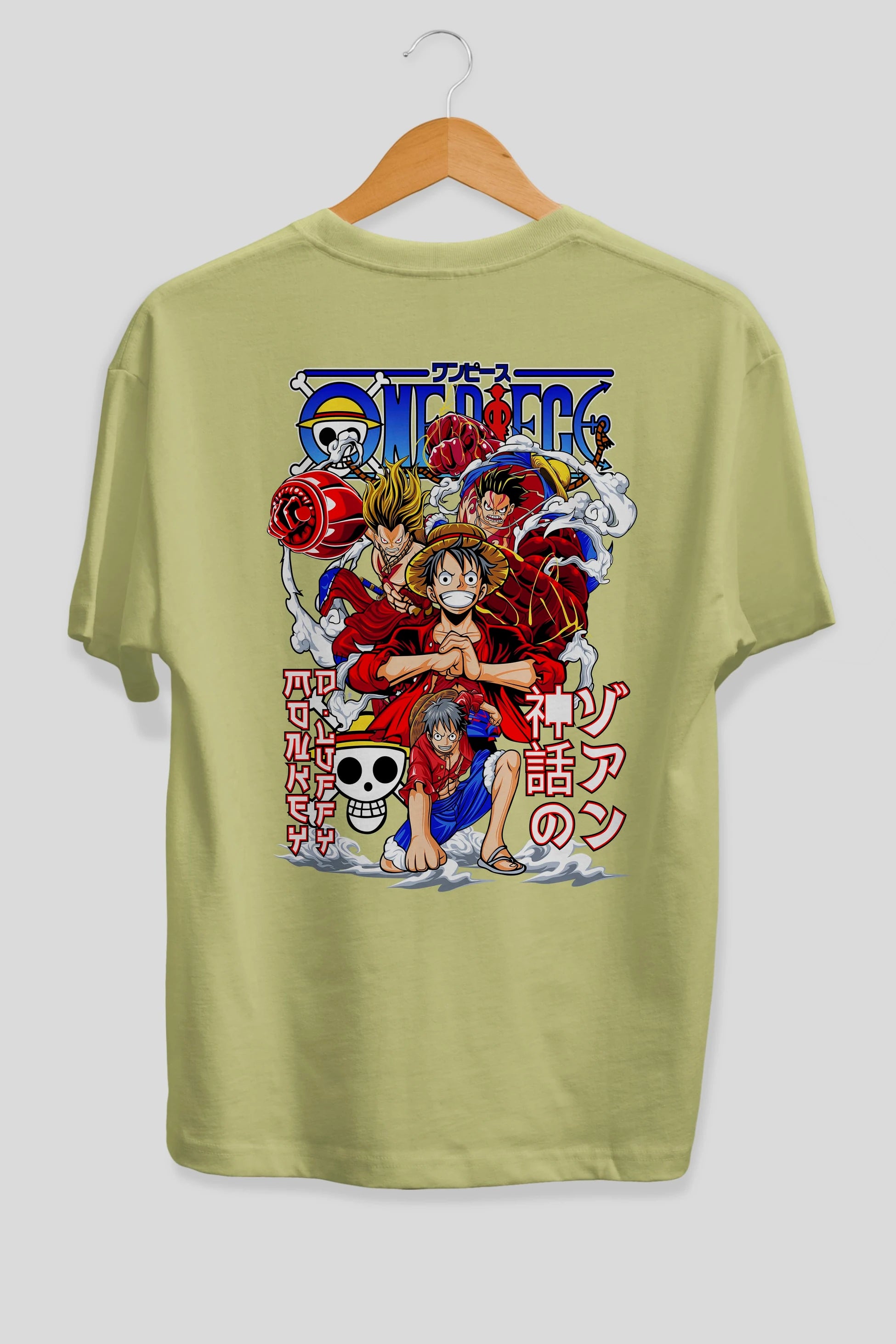 MONKEY D. LUFF-ONE PIECE 2 Anime Arka Baskılı Oversize t-shirt Erkek Kadın Unisex