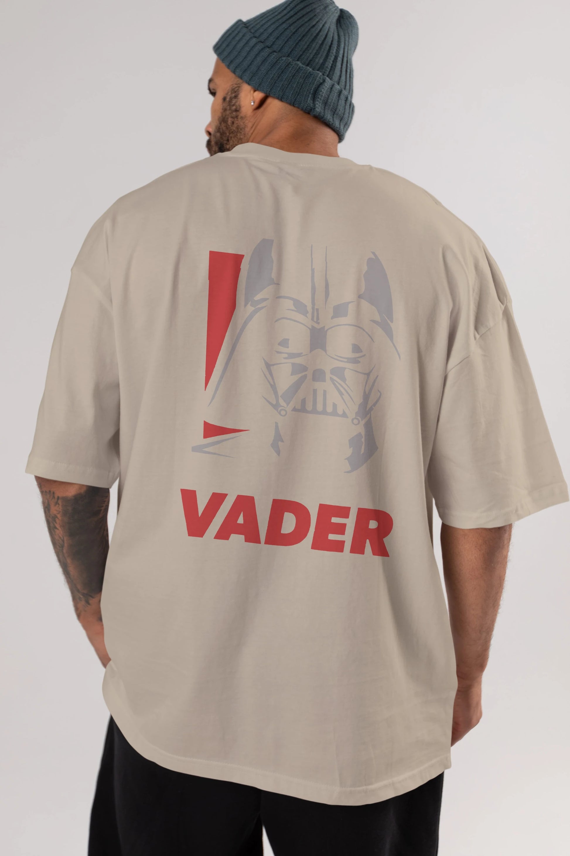 Darth Vader Arka Baskılı Oversize t-shirt Erkek Kadın Unisex %100 Pamuk Bisiklet Yaka tişort