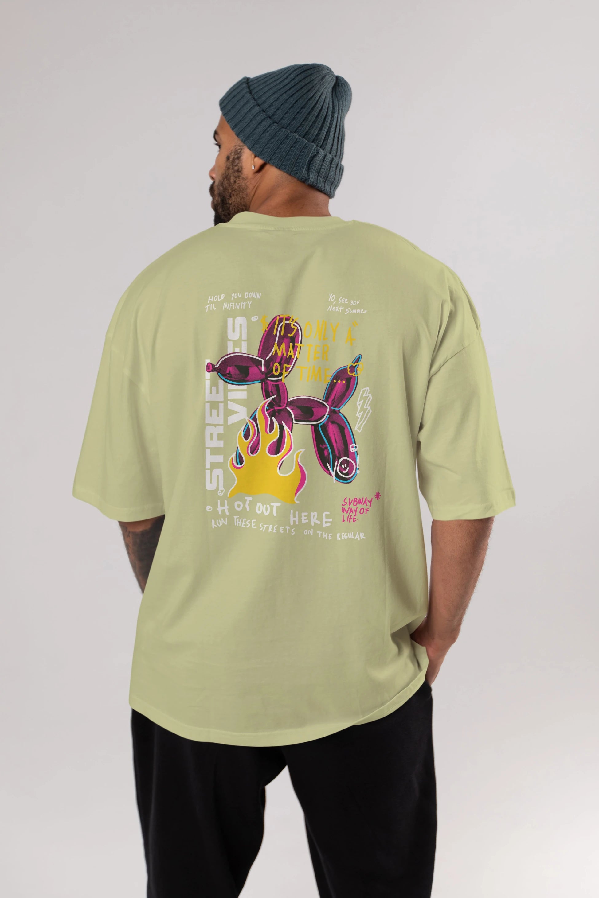 Street Vibes Arka Baskılı Oversize t-shirt Erkek Kadın Unisex