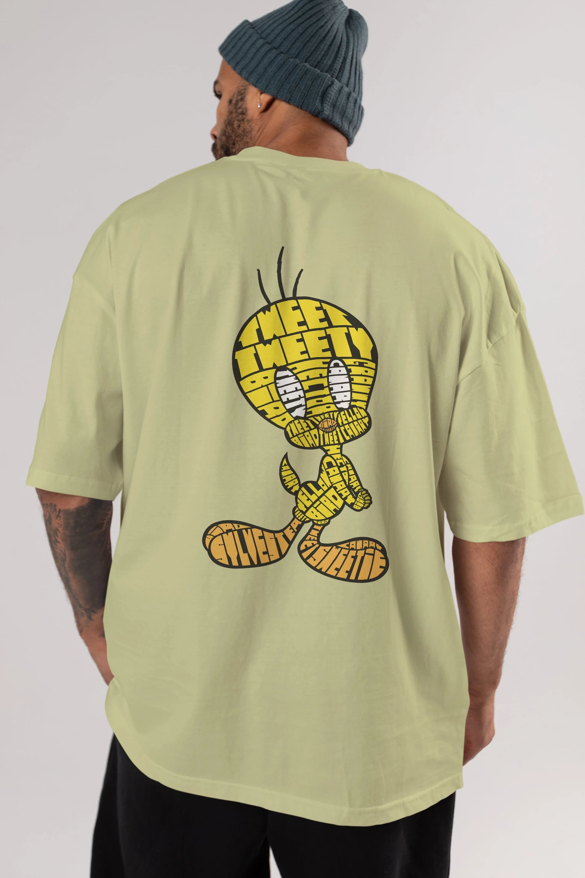 Tweety Arka Baskılı Oversize t-shirt %100 pamuk Erkek Kadın Unisex