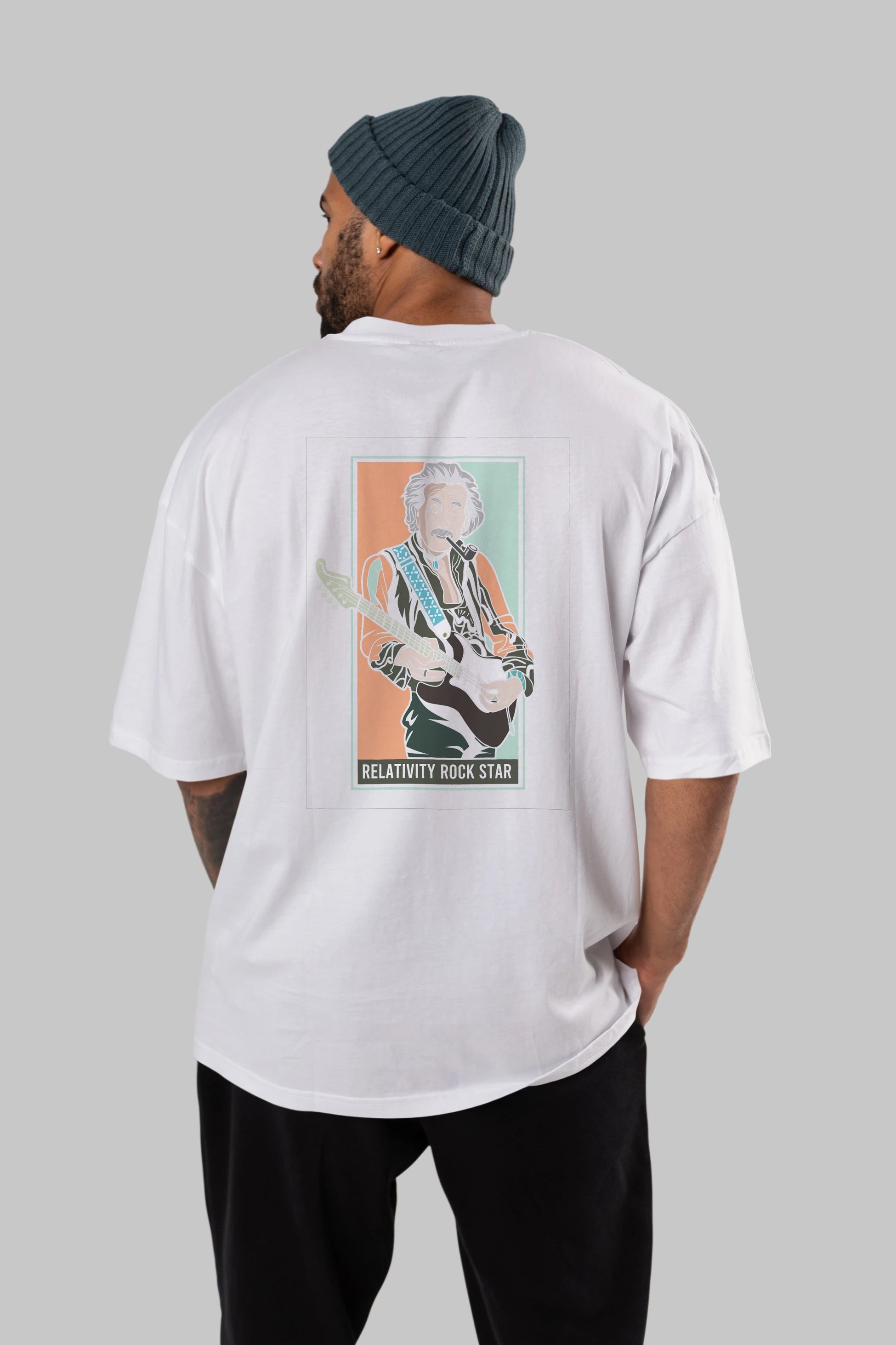 Jimmy Einstein Arka Baskılı Oversize t-shirt Erkek Kadın Unisex %100 Pamuk tişort